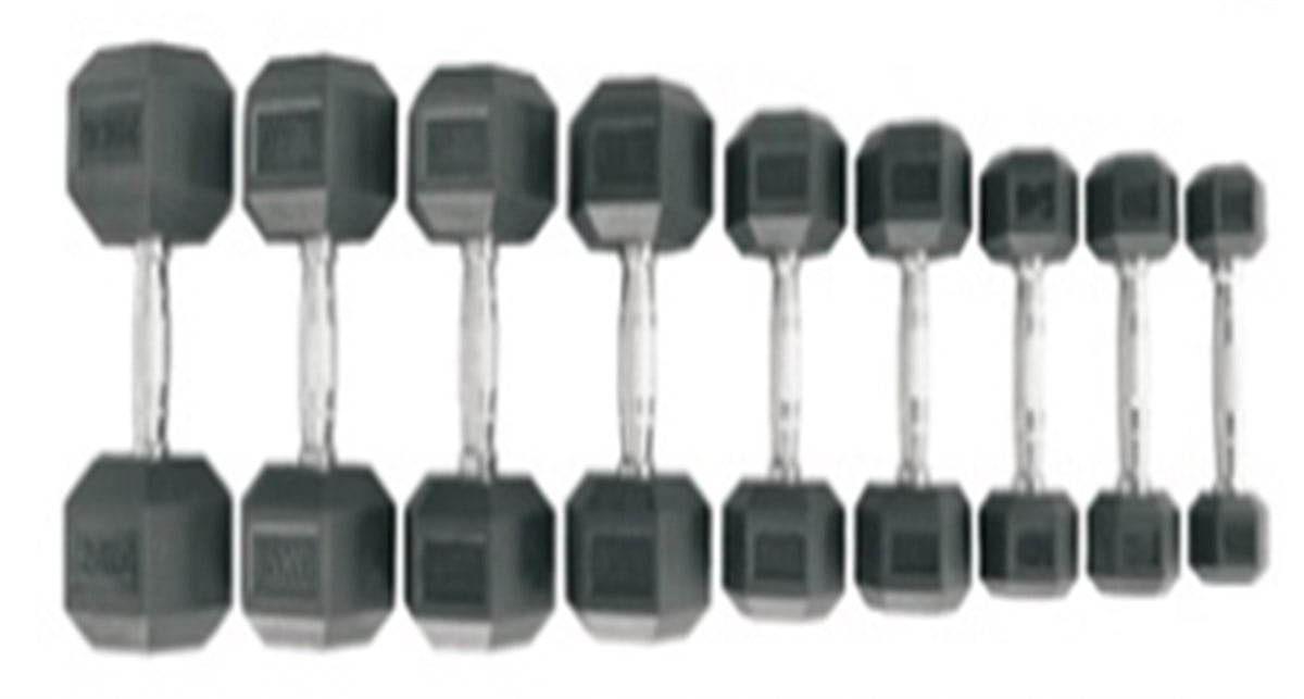 Vücut GeliştirmePower Dambıl 6 Köşe - Krom Tutacak