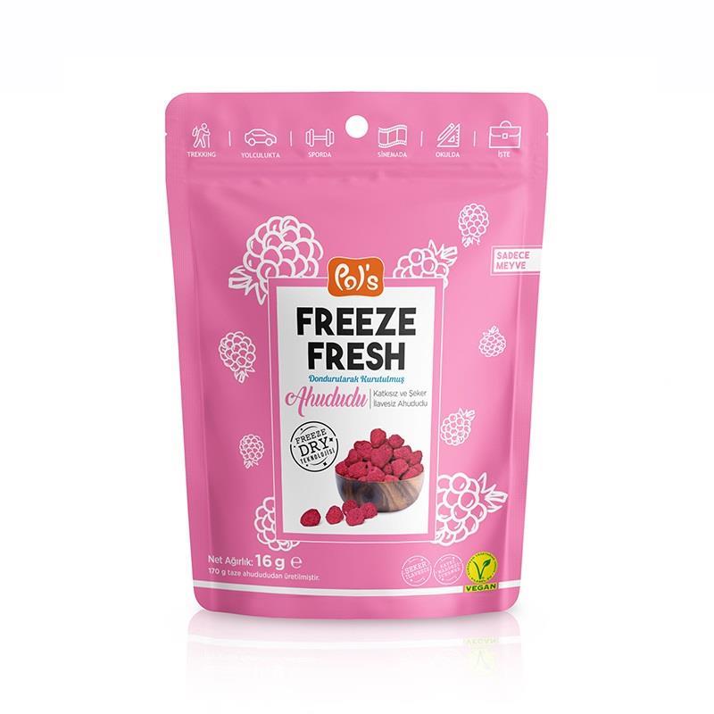 Pols Freeze Fresh Şeker İlavesiz Dondurulmuş Ahududu 16 g ℮