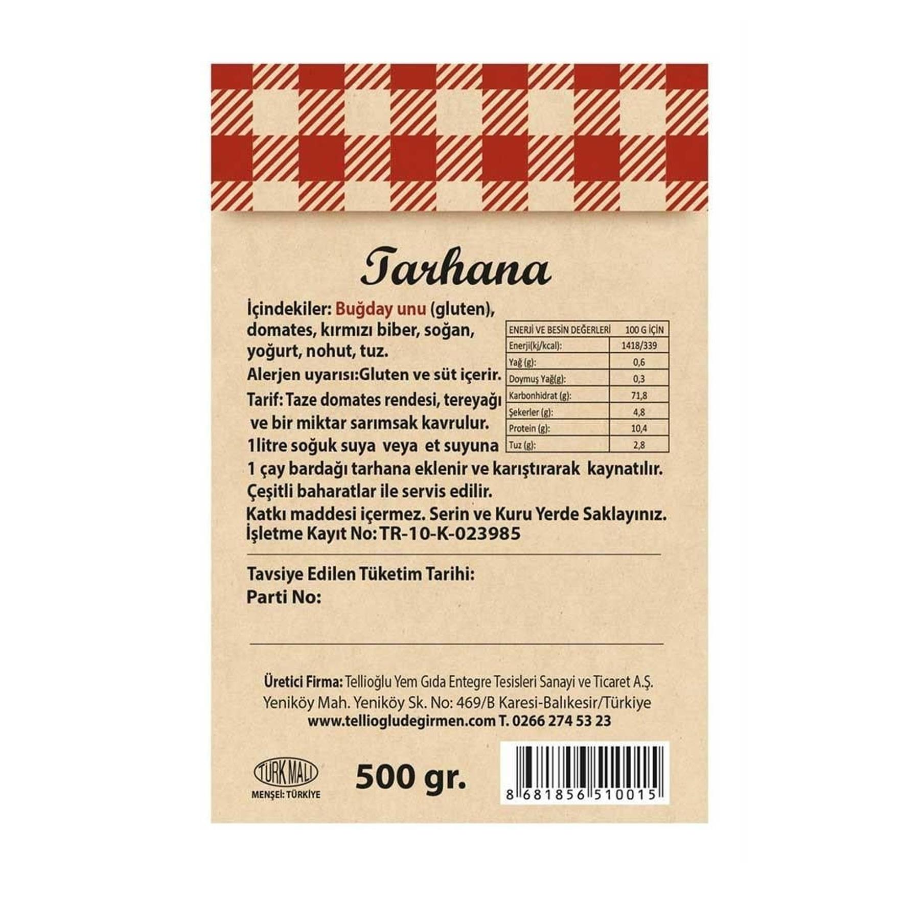 Tellioğlu Geleneksel Tarhana Organik Tarhana 500 g e