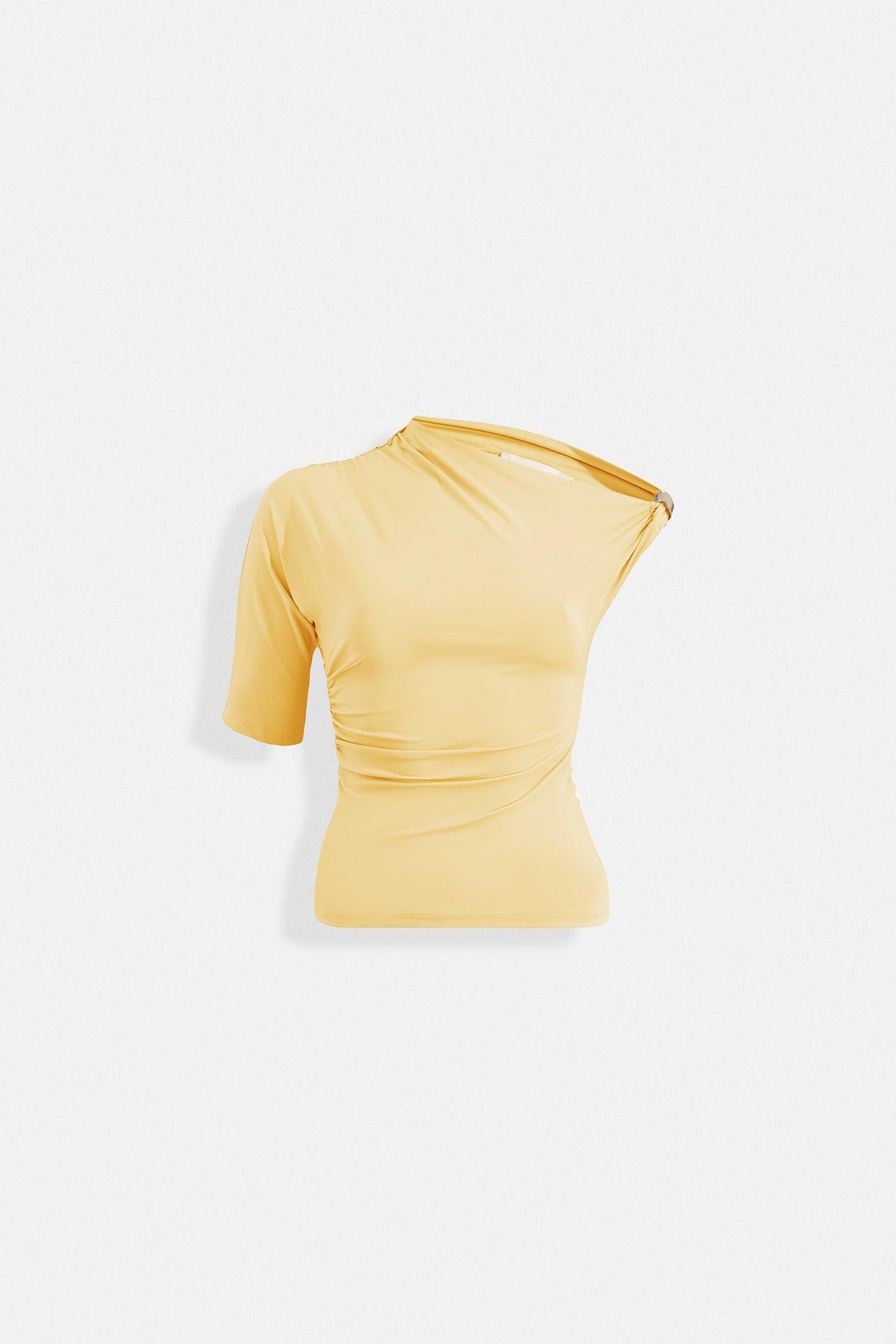 Aksesuar Detay Cutout Sarı Bluz