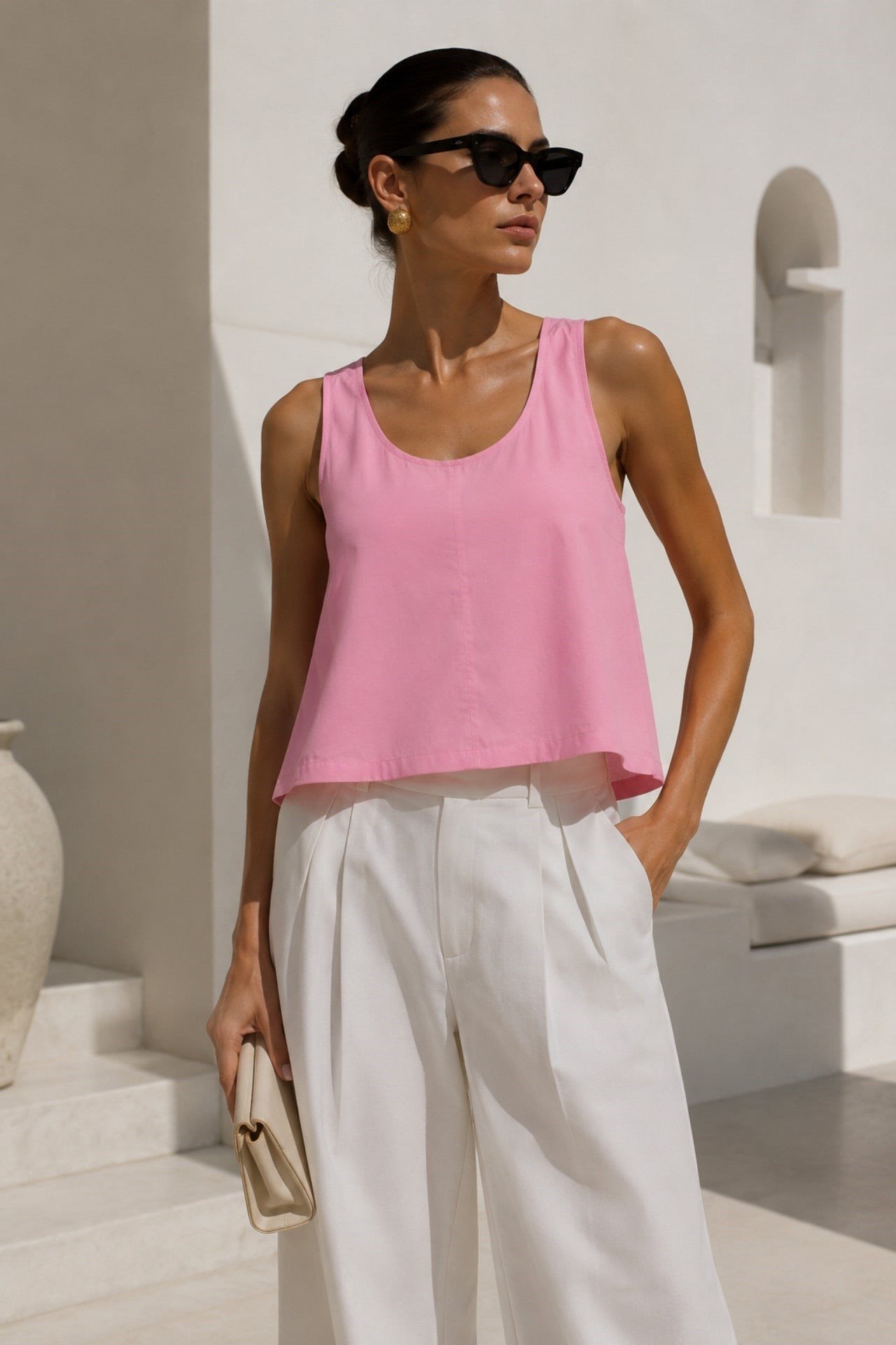 Askılı Basic Pembe Modal Bluz