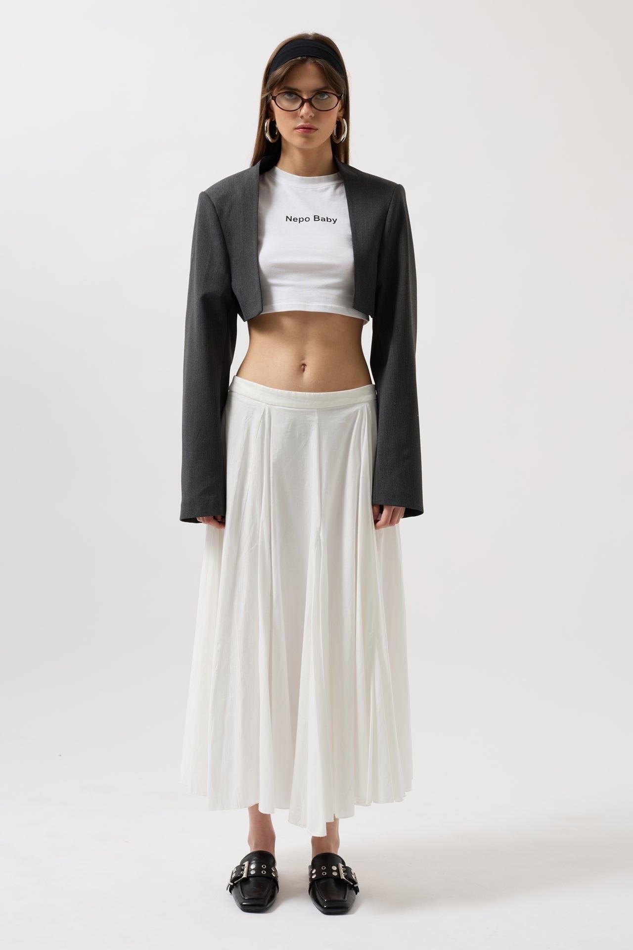 Crop Blazer Gri Ceket