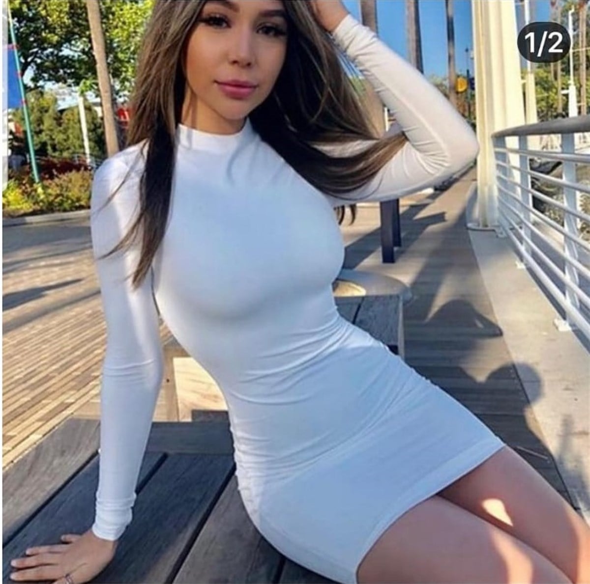 ESNEK DALGIÇ KUMAŞ BEYAZ SUPER MİNİ ELBİSE BEYAZ MİNİ ELBİSE WHITE MINI DRESS CLUBWEAR DNM-488-2