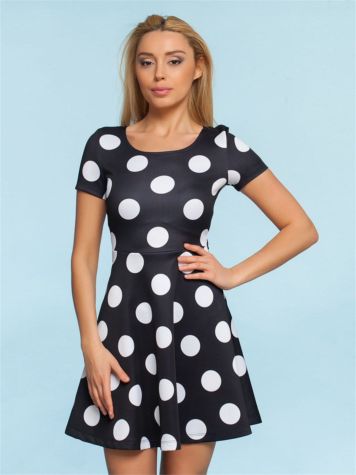 ESNEK DALGIÇ KUMAŞ DİJİTAL BASKI MİNİ ELBİSE DNM-330