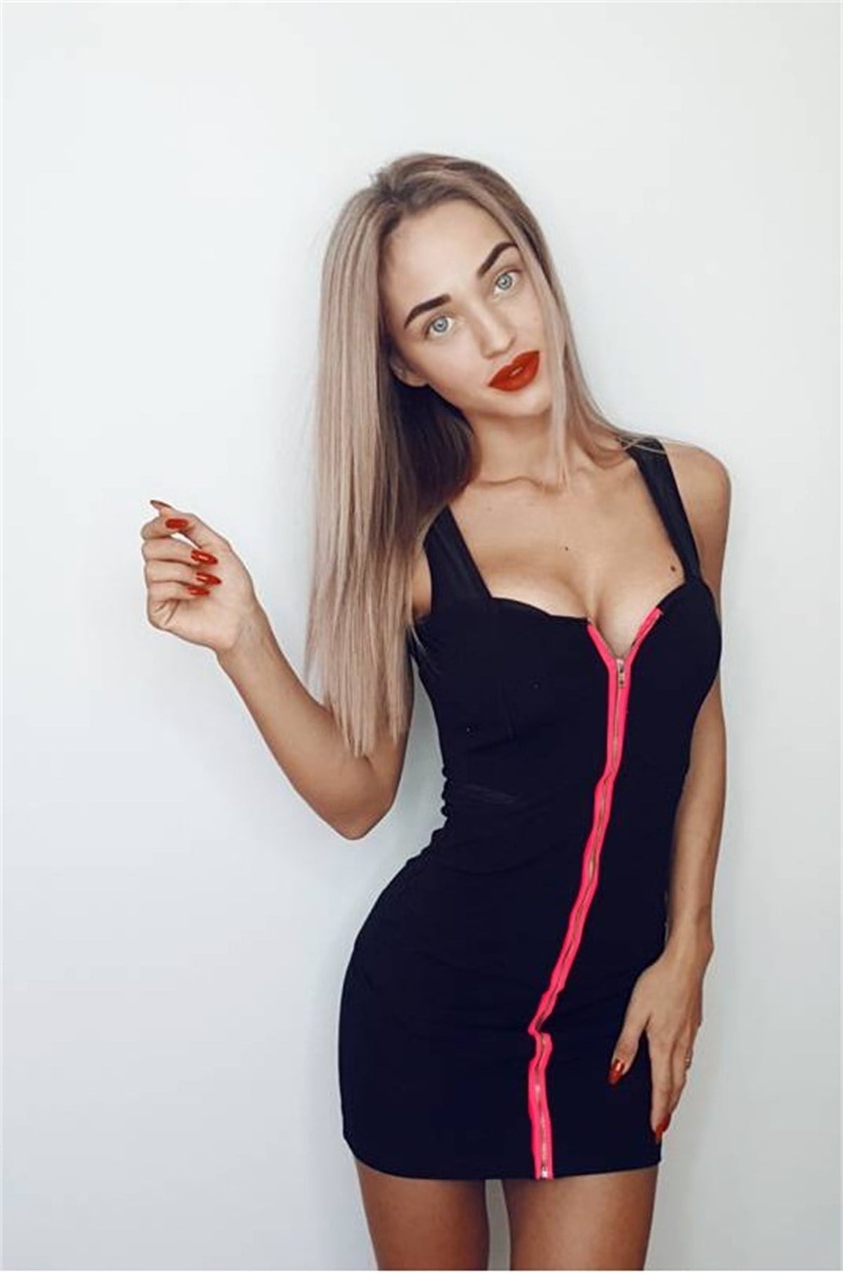 ESNEK DALGIÇ KUMAŞ PEMBE FERMUARLI MİNİ ELBİSE DNM-358-3