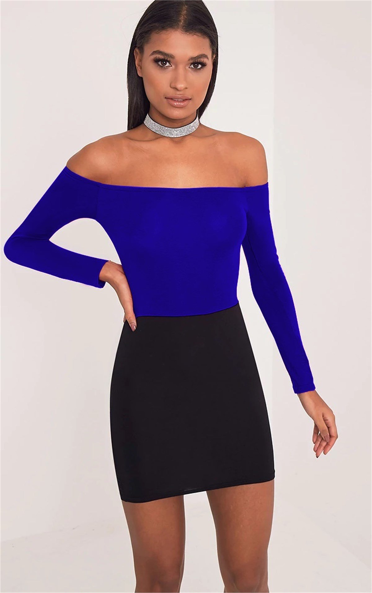 ESNEK DALGIÇ KUMAŞ STRAPLEZ MİNİ ELBİSE DNM-346-3