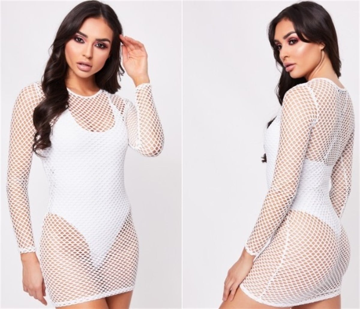 ESNEK FİLE KUMAŞ LİKRALI BEYAZ PLAJ ELBİSESİ BEYAZ FİLE ELBİSE FESTİVAL ELBİSESİ BURNINGMAN DRESS BEACHWEAR CLUBWEAR DNM-525-beyaz