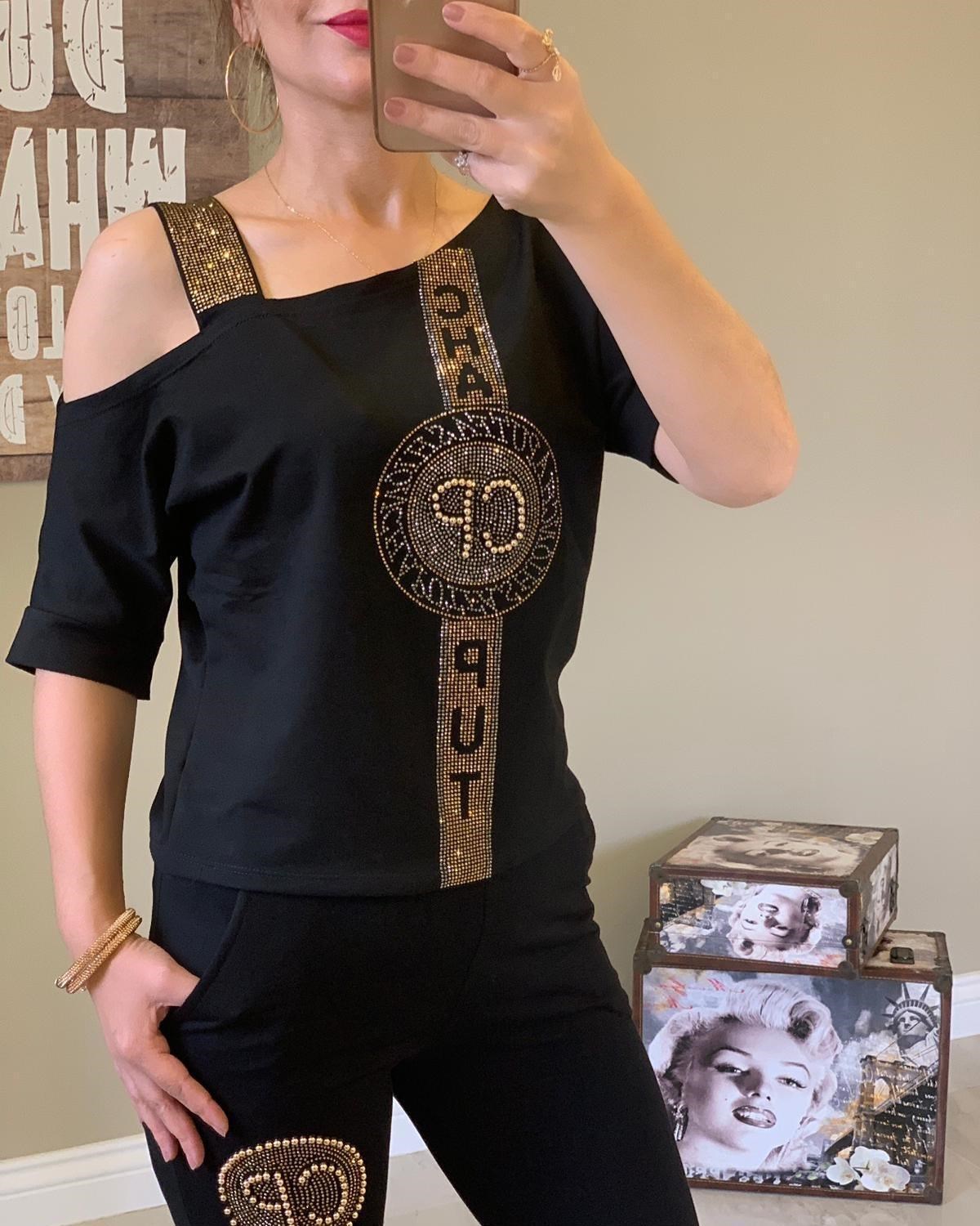 ESNEK İKİİPLİK KUMAŞ BONCUK VE PALAK TAŞ BASKI DETAYLI EŞOFMAN ÜST VE EŞOFMAN ALT TAKIM WOMAN SPORTSWEAR SET CHP-212-3
