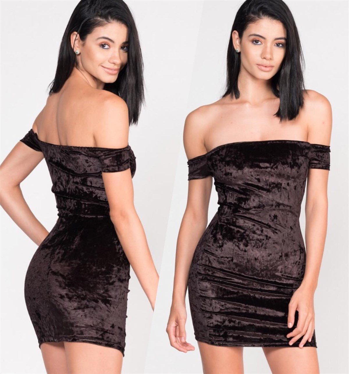 ESNEK KADİFE KUMAŞ TAKMA KOL DETAYLI MİNİ ELBİSE CLUBWEAR KOKTEYL ELBİSESİ GECE ELBİSESİ LP-172-1