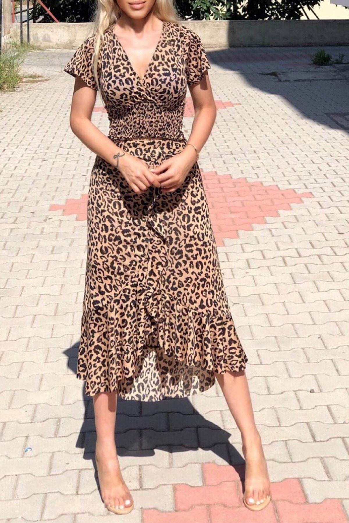 ESNEK KAŞKORSE KUMAŞ LEOPAR DESENLİ BÜSTİYER VE ETEK TAKIM APP-005-LEOPAR