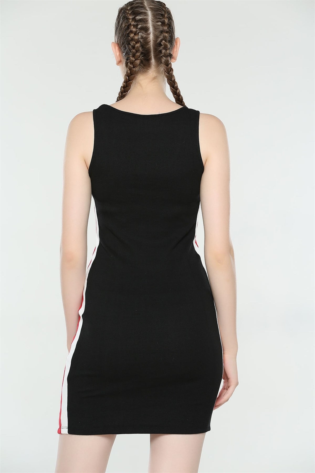 ESNEK KAŞKORSE KUMAŞ YANLARI ŞERİTLİ ASKILI GÜNLÜK SPOR MİNİ ELBİSE SİYAH GÜNLÜK ELBİSE SİYAH ASKILI YAZLIK ELBİSE SLEVEELESS BLACK MINI DAYDRESS 1012505-TZ