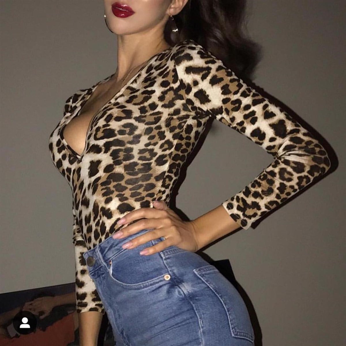 ESNEK KUMAŞ LEOPAR DESEN BODYSUİT ROMPER LP-207