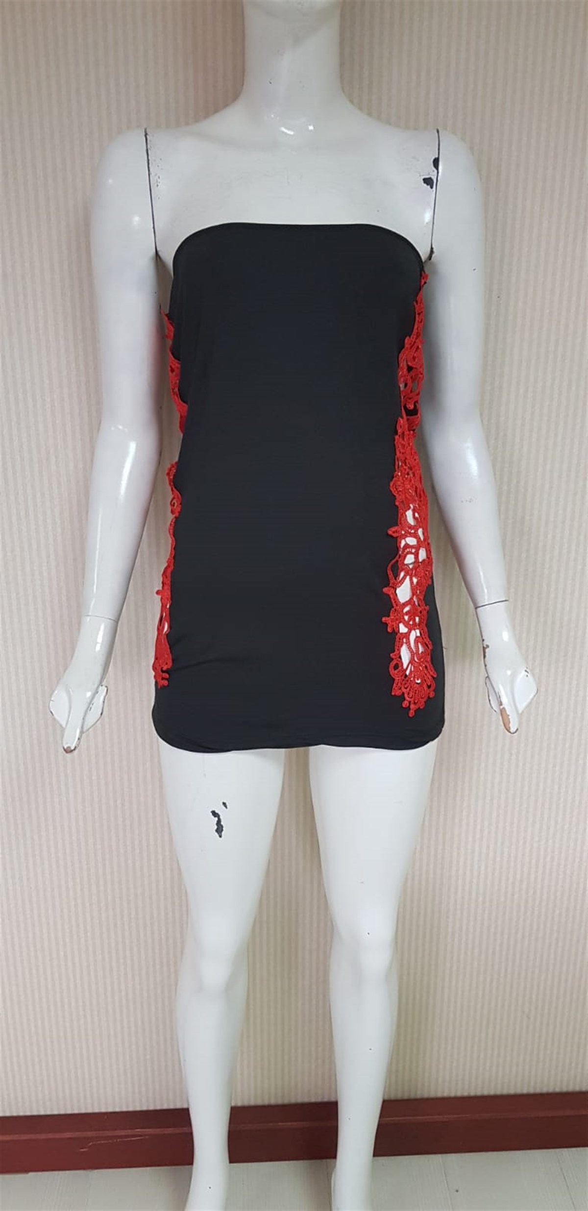 ESNEK MİKRO JARSE KUMAŞ DANTEL DETAYLI SİYAH MİNİ ELBİSE SİYAH GECE ELBİSESİ CLUBWEAR ASİA-002