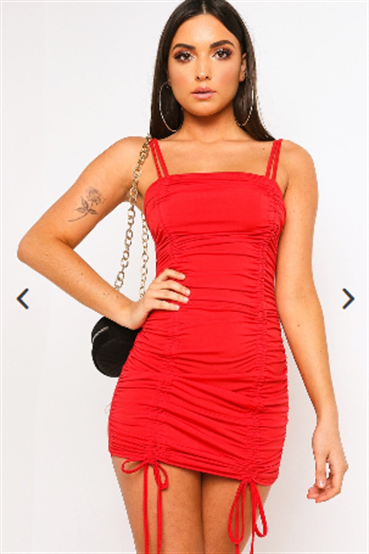 ESNEK SANDY KUMAŞ GÖĞÜS DEKOLTELİ BAĞCIK DETAYLI ASKILI KIRMIZI MİNİ GECE ELBİSESİ KIRMIZI MİNİ ELBİSE RED MINI DRESS DNM-477-3