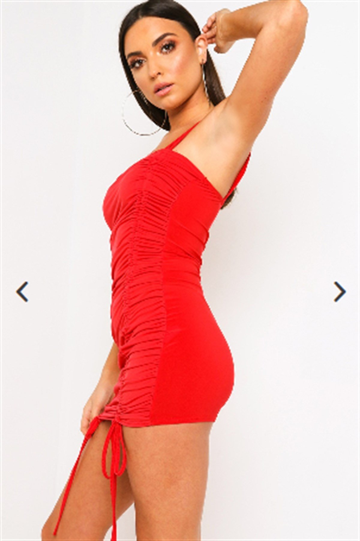 ESNEK SANDY KUMAŞ GÖĞÜS DEKOLTELİ BAĞCIK DETAYLI ASKILI KIRMIZI MİNİ GECE ELBİSESİ KIRMIZI MİNİ ELBİSE RED MINI DRESS DNM-477-3