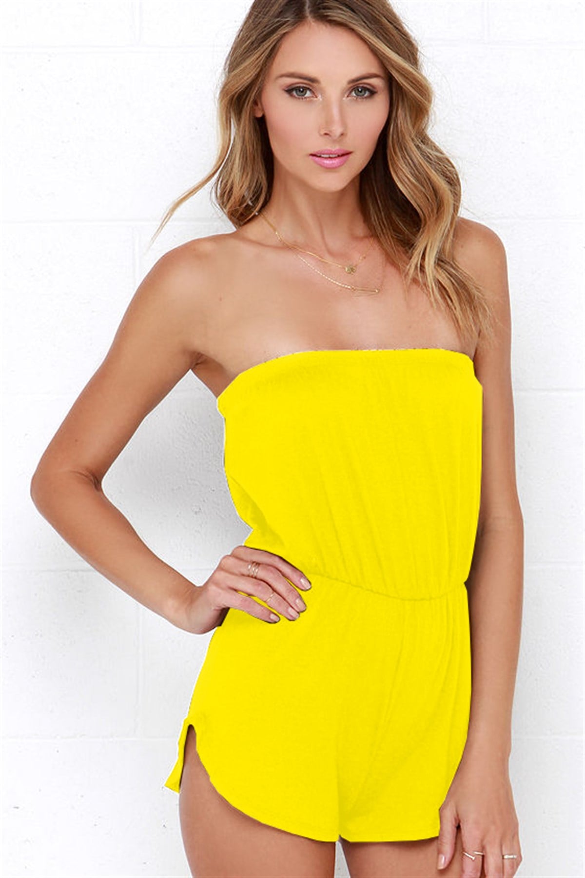 ESNEK SANDY KUMAŞ TEK PARÇA STRAPEZ ŞORTLU TULUM DNM-123-1