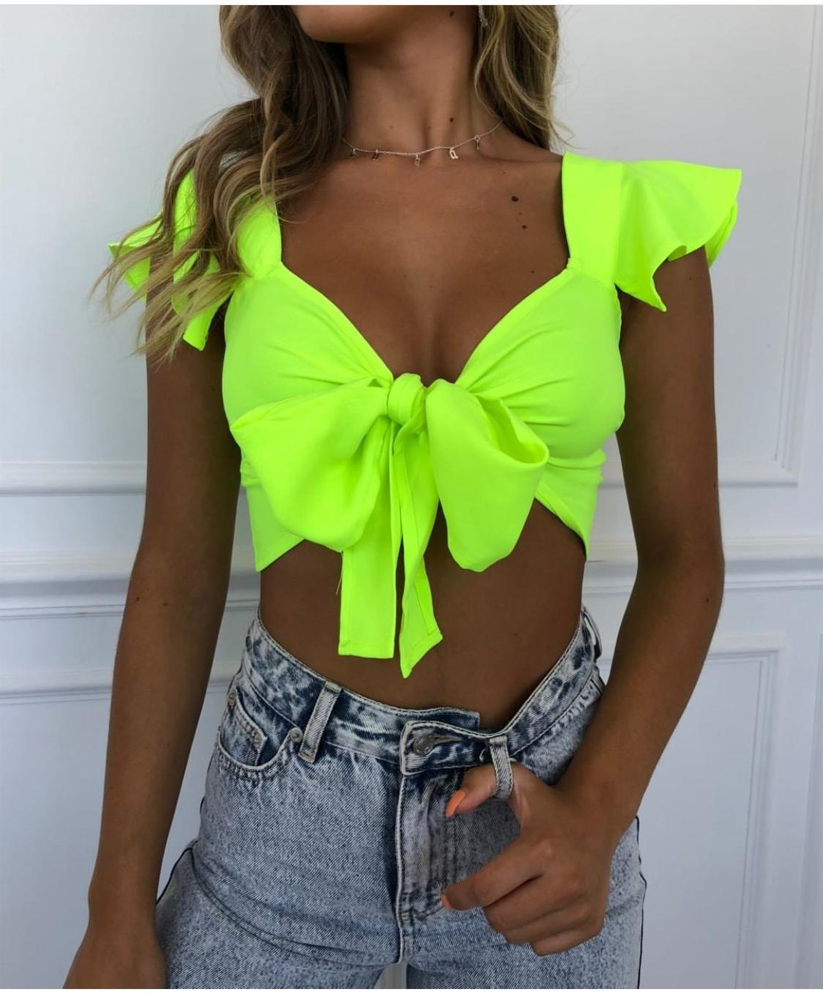 ESNEK SCUBA KUMAŞ GÖĞÜS DEKOLTELİ NEON YEŞİL BÜSTİYER NEON GREEN BUSTIER BODY LP-256-2