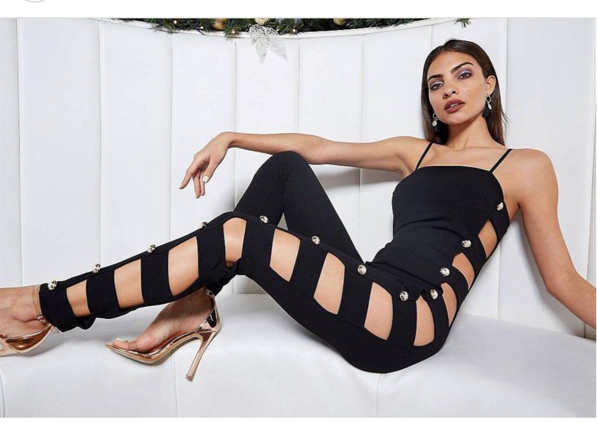 ESNEK SCUBA KUMAŞYANLARI AÇIK DEKOLTELİ TEK PARÇA SİYAH TULUM BLACK JUMPSUIT BODYSUIT LP-229