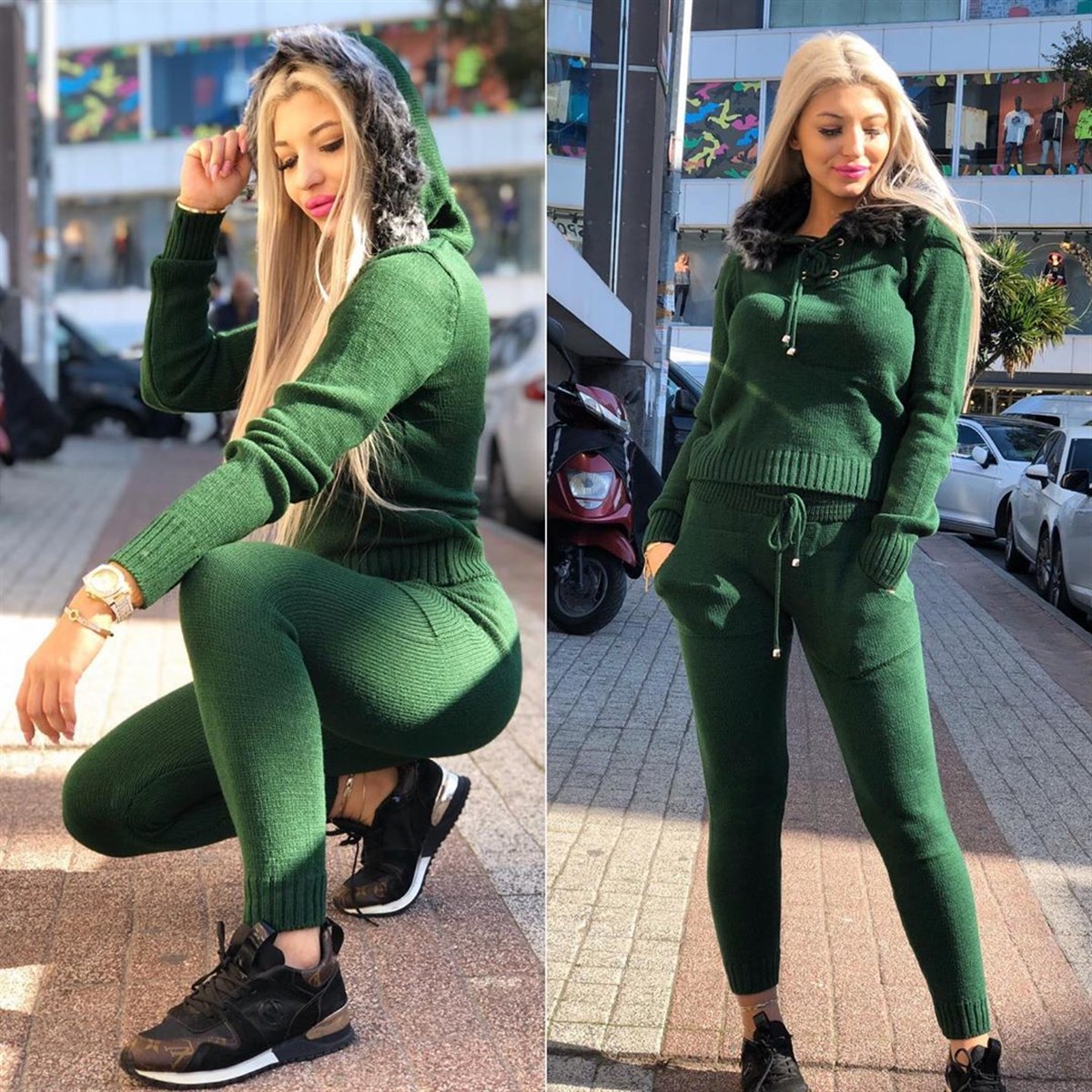 ESNEK TRİKO KUMAŞ YAKASI KÜRK DETAYLI BAYAN EŞOFMAN TAKIM İKİ PARÇA TRİKO SPOR TAKIM WOMAN SPORTSWEAR LP-284-5