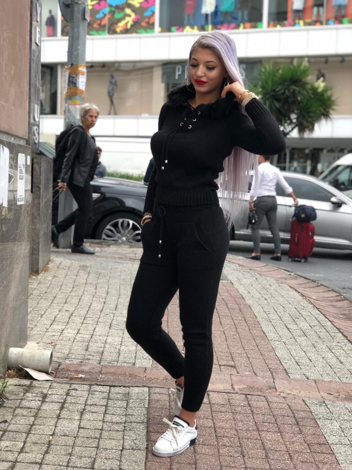 ESNEK TRİKO KUMAŞ YAKASI KÜRK DETAYLI BAYAN EŞOFMAN TAKIM İKİ PARÇA TRİKO SPOR TAKIM WOMAN SPORTSWEAR LP-284-2
