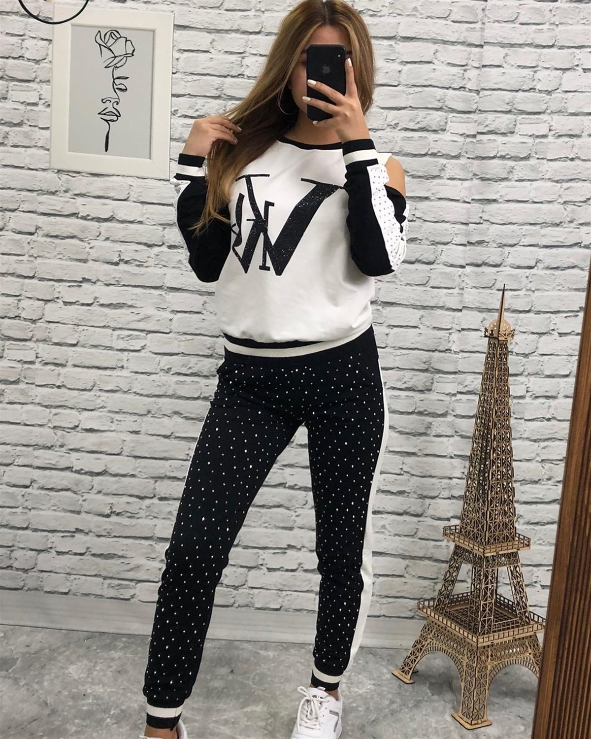 İKİİPLİK ESNEK KUMAŞ DAŞ BASKI DETAYLI BAYAN EŞOFMAN TAKIM ALT ÜST BAYAN EŞOFMAN TAKIM BAYAN SPOR TAKIM WOMAN SPORTSWEAR SET CHP-230-1