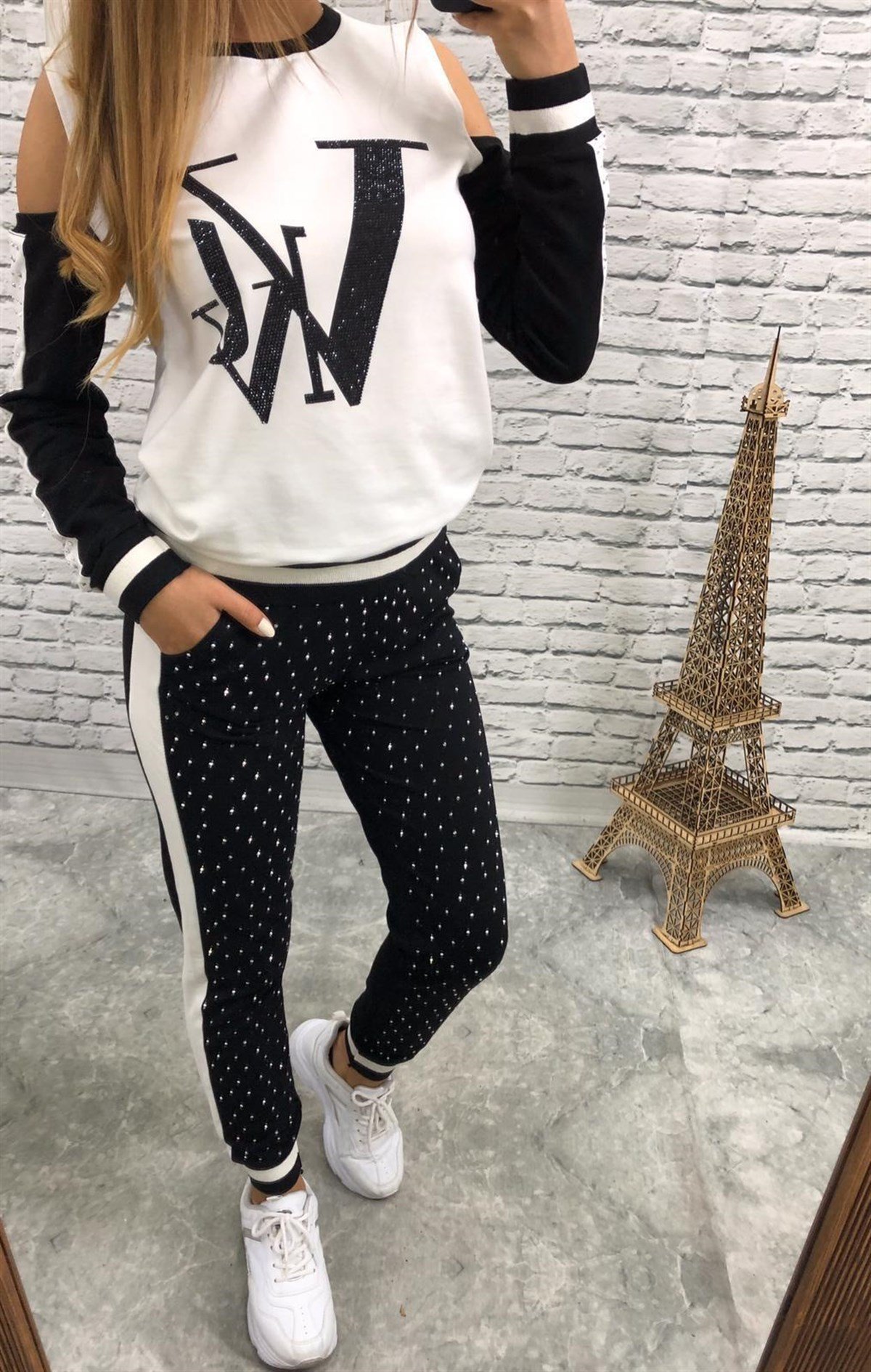 İKİİPLİK ESNEK KUMAŞ DAŞ BASKI DETAYLI BAYAN EŞOFMAN TAKIM ALT ÜST BAYAN EŞOFMAN TAKIM BAYAN SPOR TAKIM WOMAN SPORTSWEAR SET CHP-230-1
