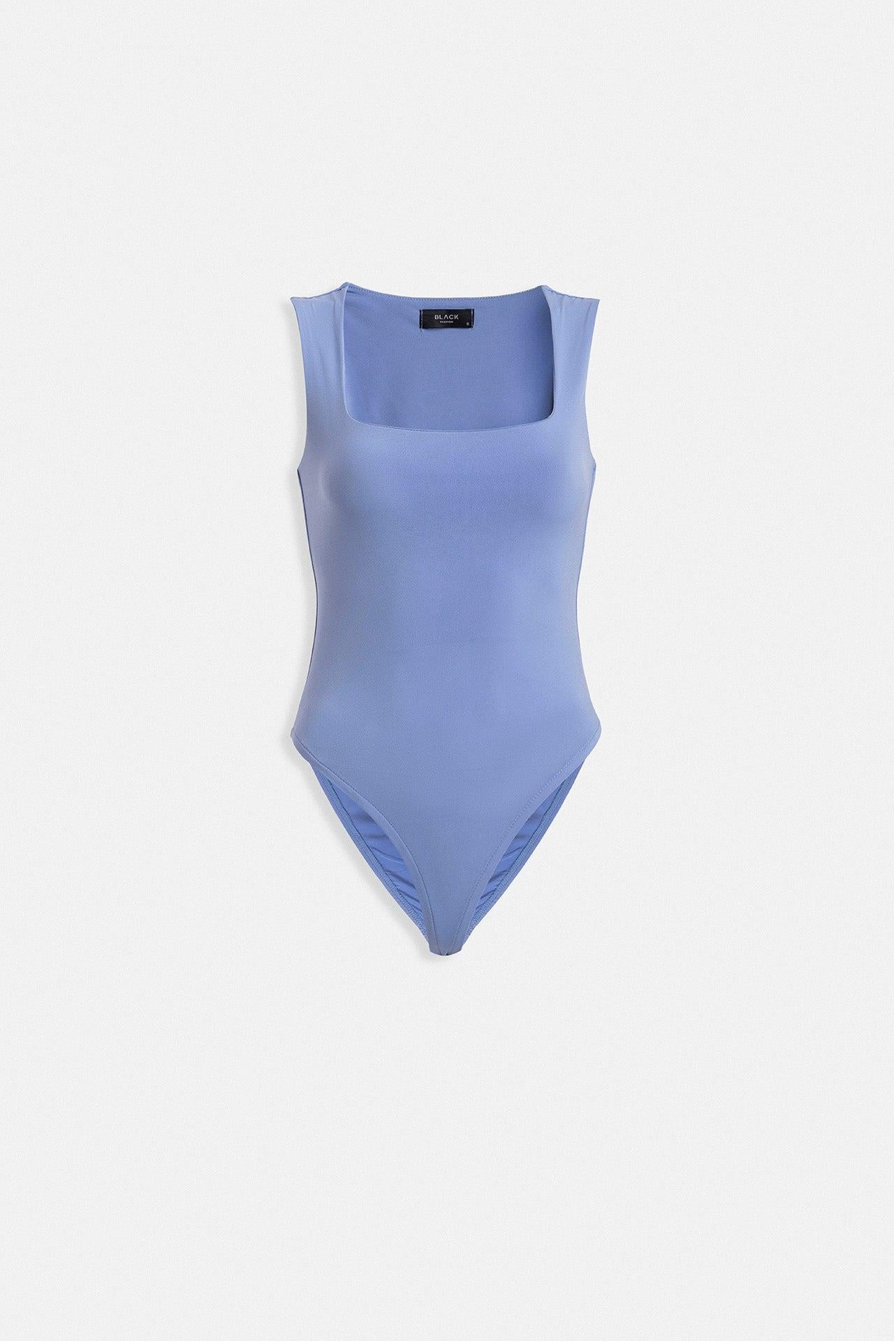 Kare Yaka Kalın Askılı Bebe Mavi Bodysuit