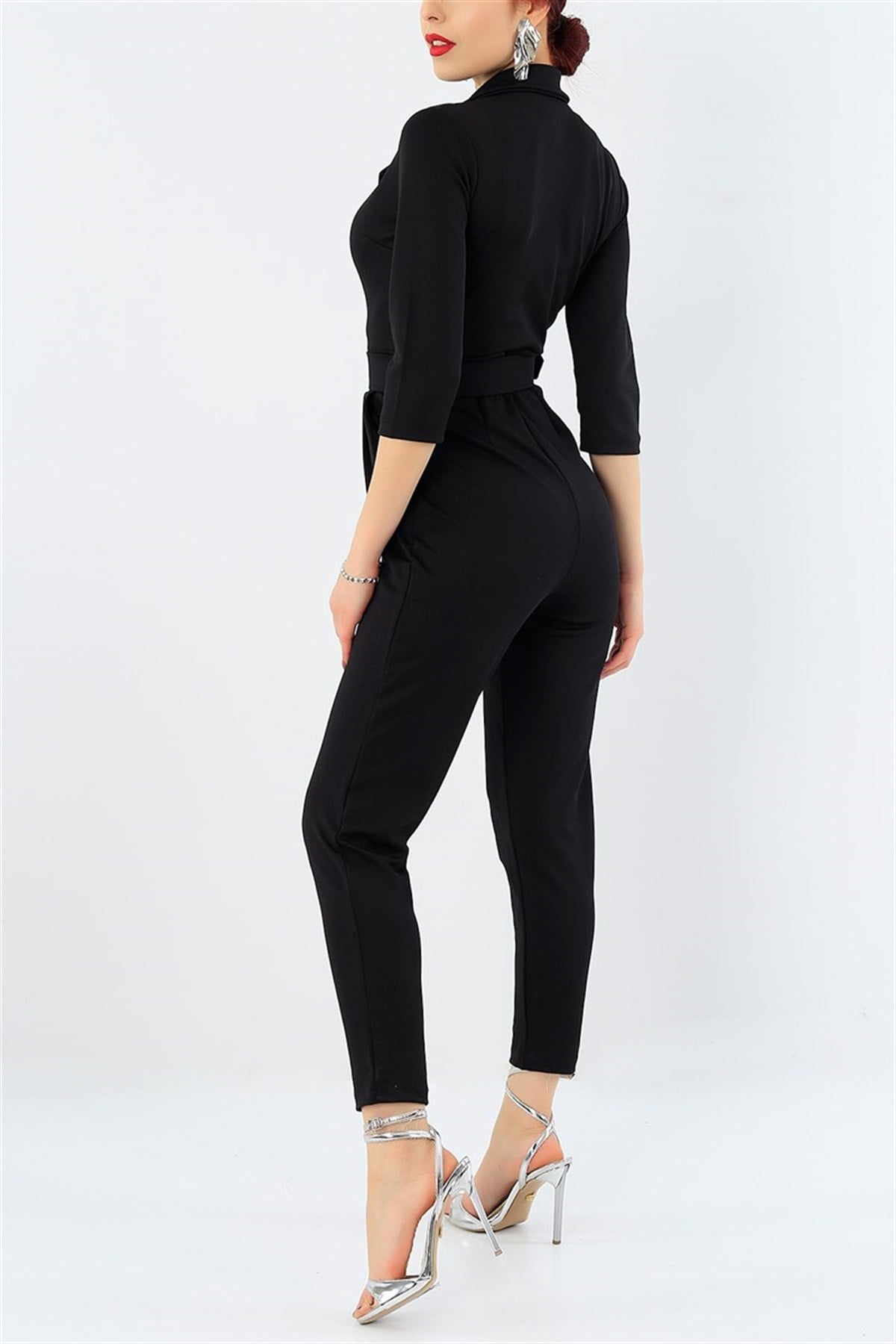 KEMER DETAYLI TEK PARÇA SİYAH TULUM SİYAH BODYSUİT SİYAH GÜNLÜK TULUM BLACK BODYSUIT DKS-005