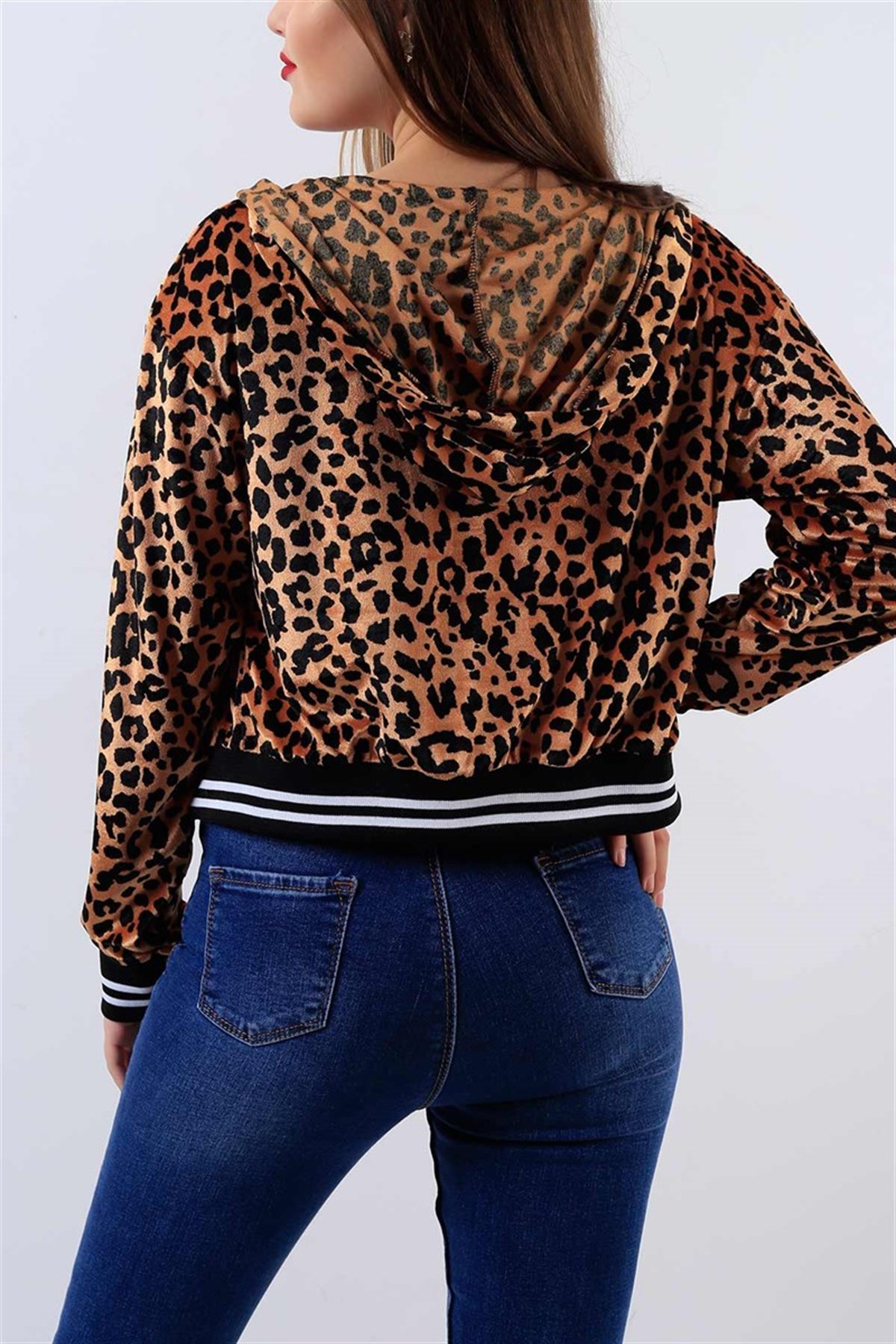 LEOPAR DESENLİ ESNEK KUMAŞ SPOR CEKET LEOPAR CEKET LEOPARD JACKET MD-19161