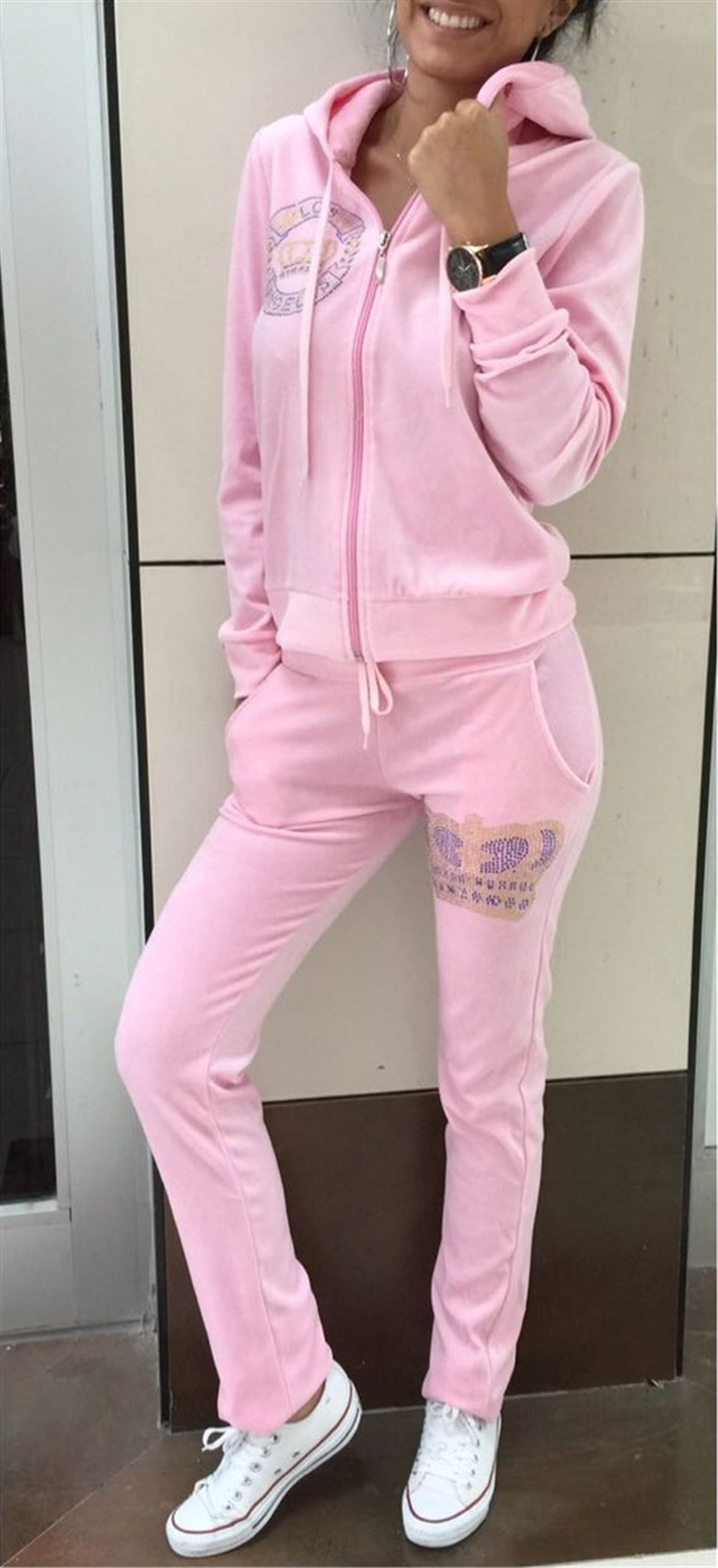 PEMBE KADİFE KUMAŞ ALT ÜST BAYAN EŞOFMAN TAKIM CHP-018-3