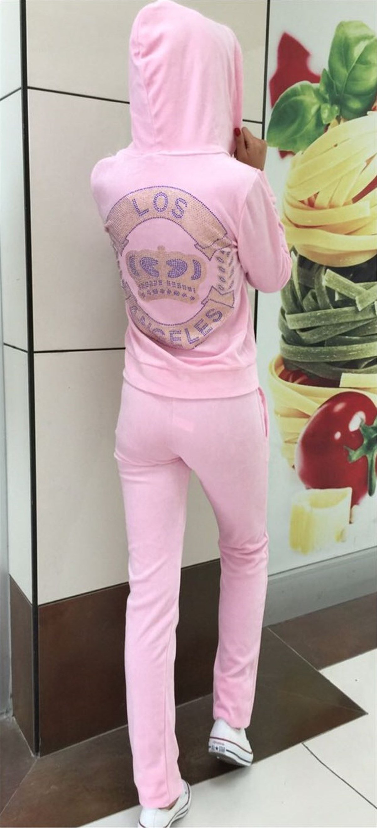 PEMBE KADİFE KUMAŞ ALT ÜST BAYAN EŞOFMAN TAKIM CHP-018-3