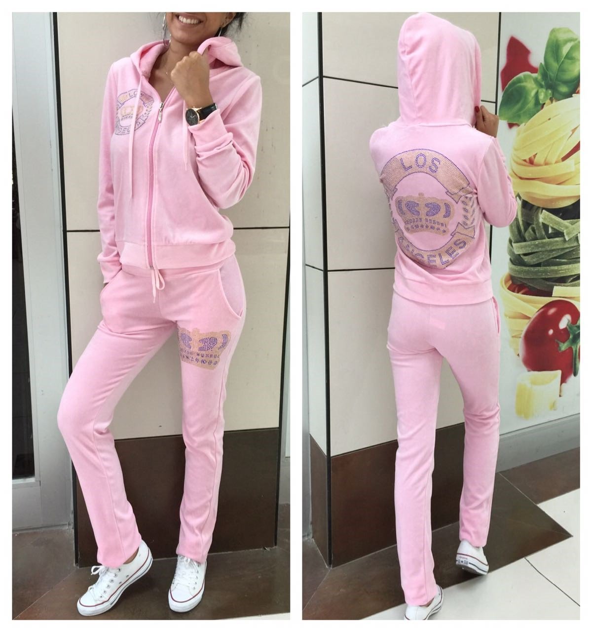 PEMBE KADİFE KUMAŞ ALT ÜST BAYAN EŞOFMAN TAKIM CHP-018-3
