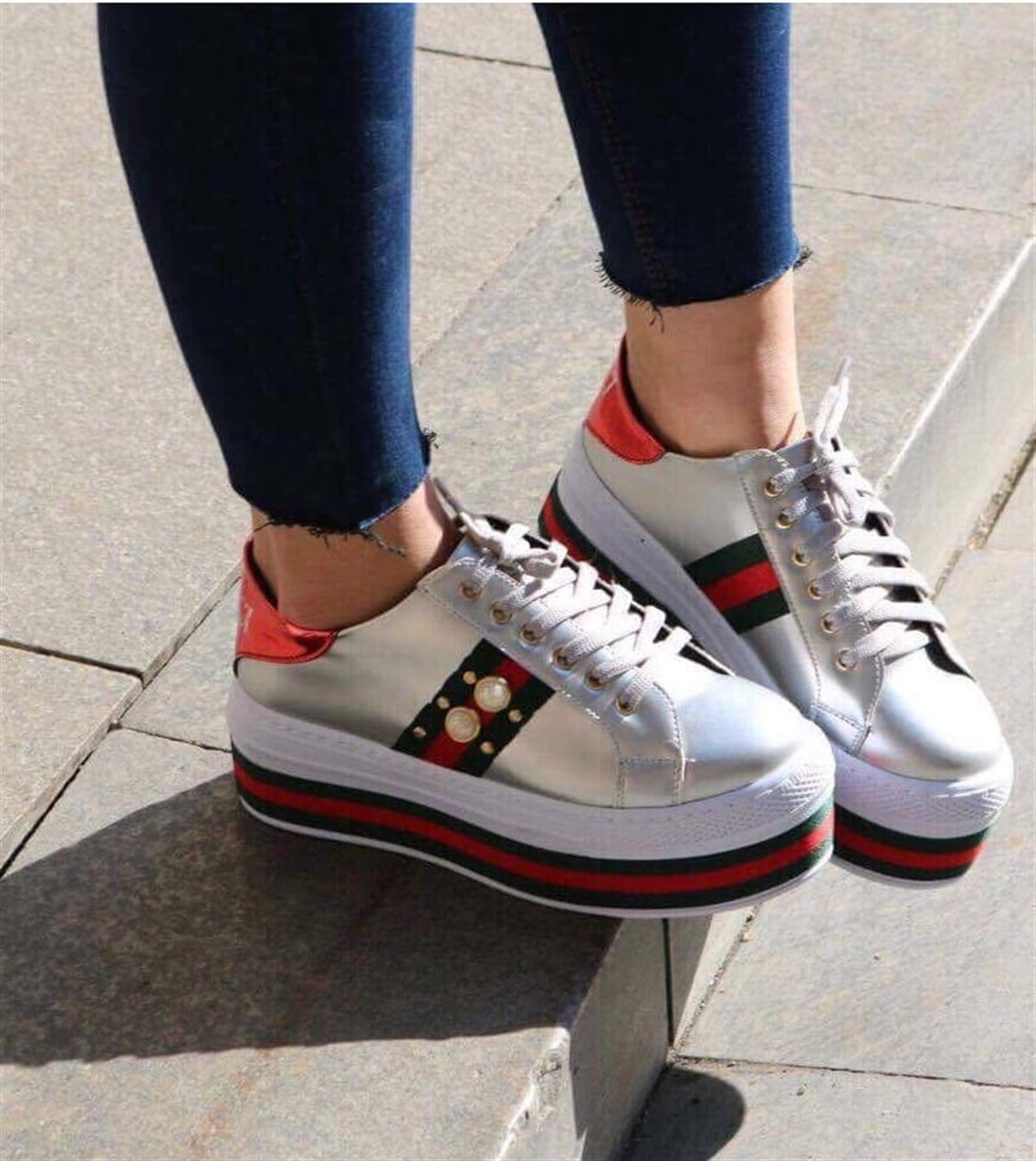 PLATFORM TABAN GUCCİ TARZI SPOR AYAKKABI TREND-003-1