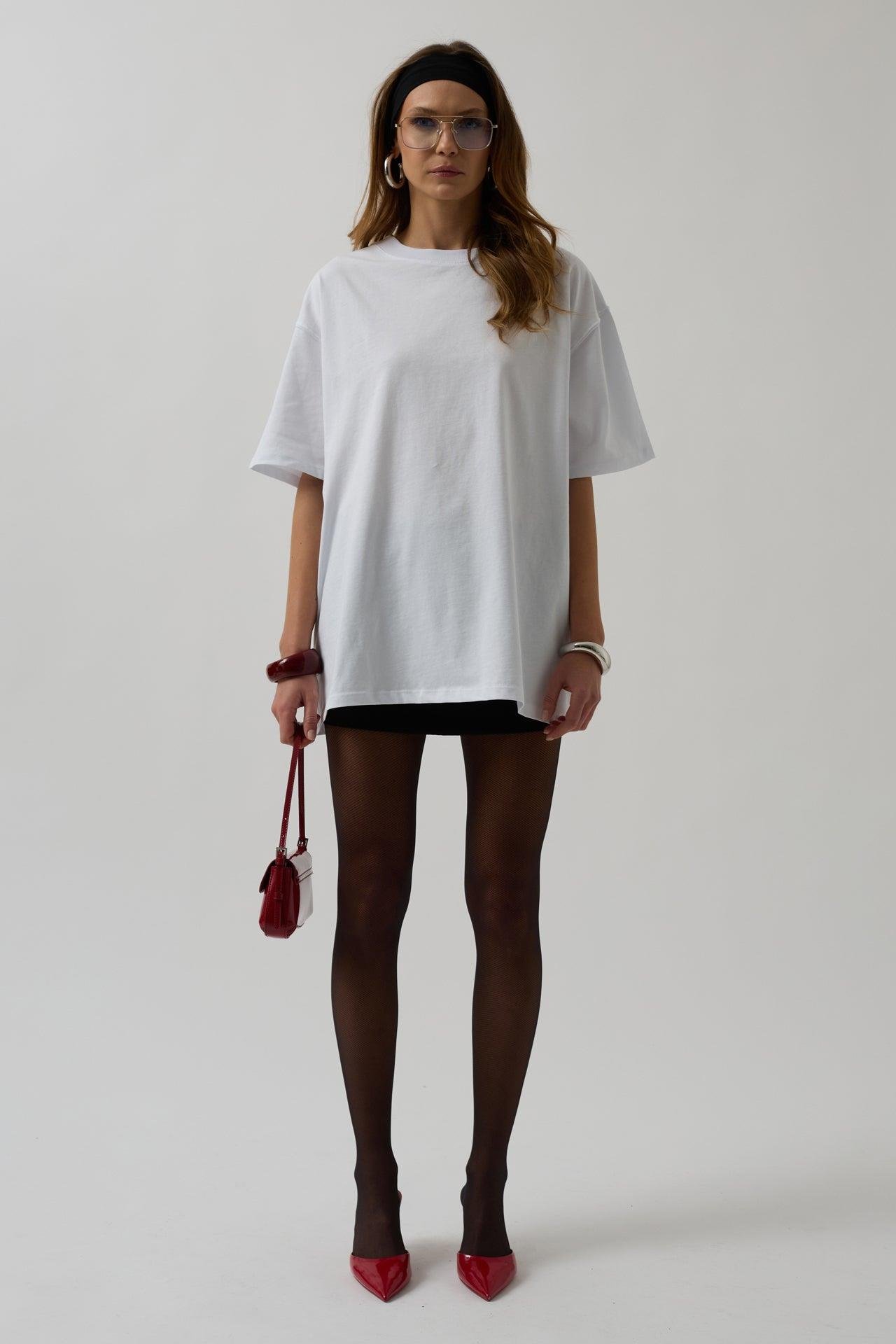 Sırt Baskılı Oversize Beyaz T-Shirt
