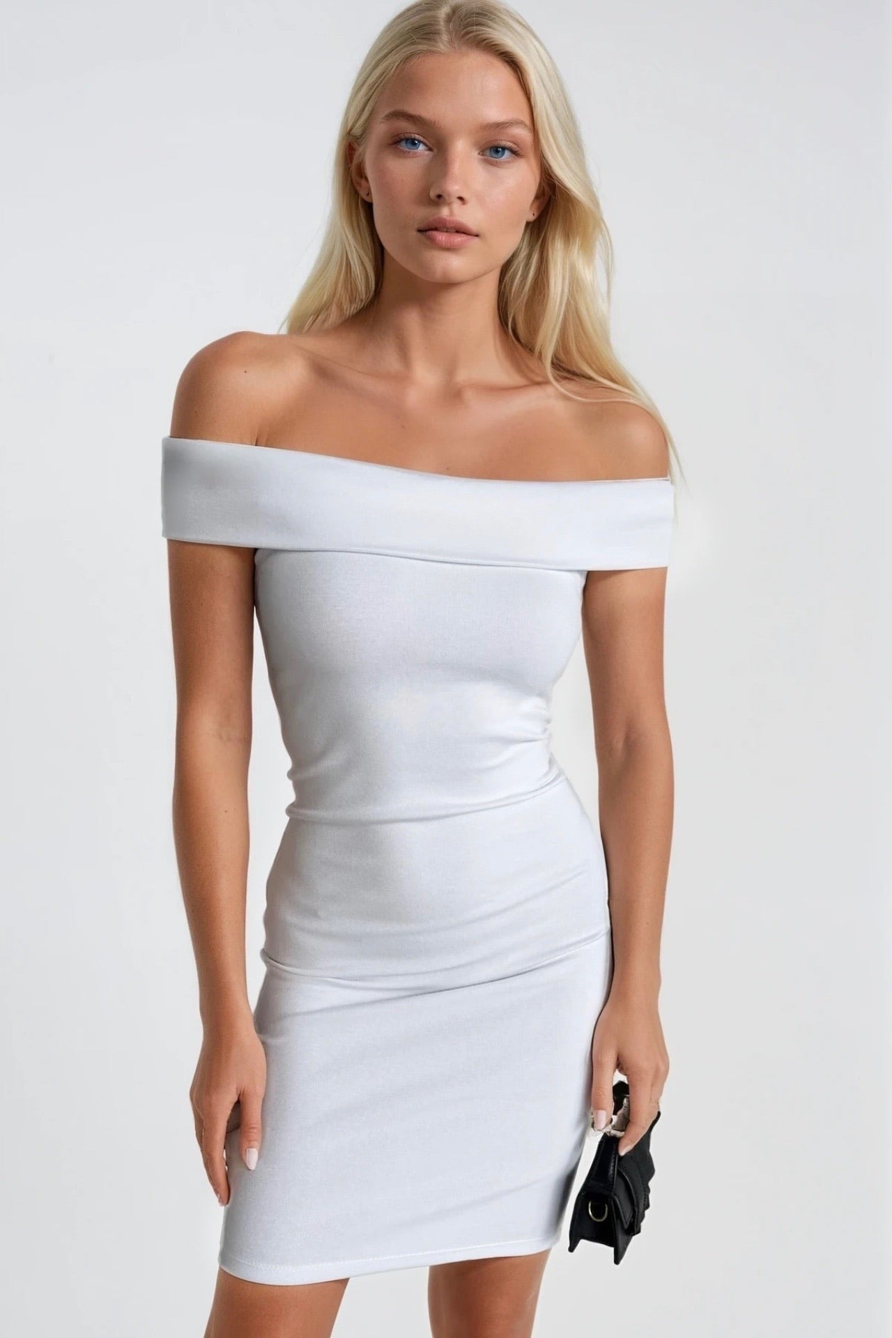 Straplez Basic Beyaz Mini Elbise