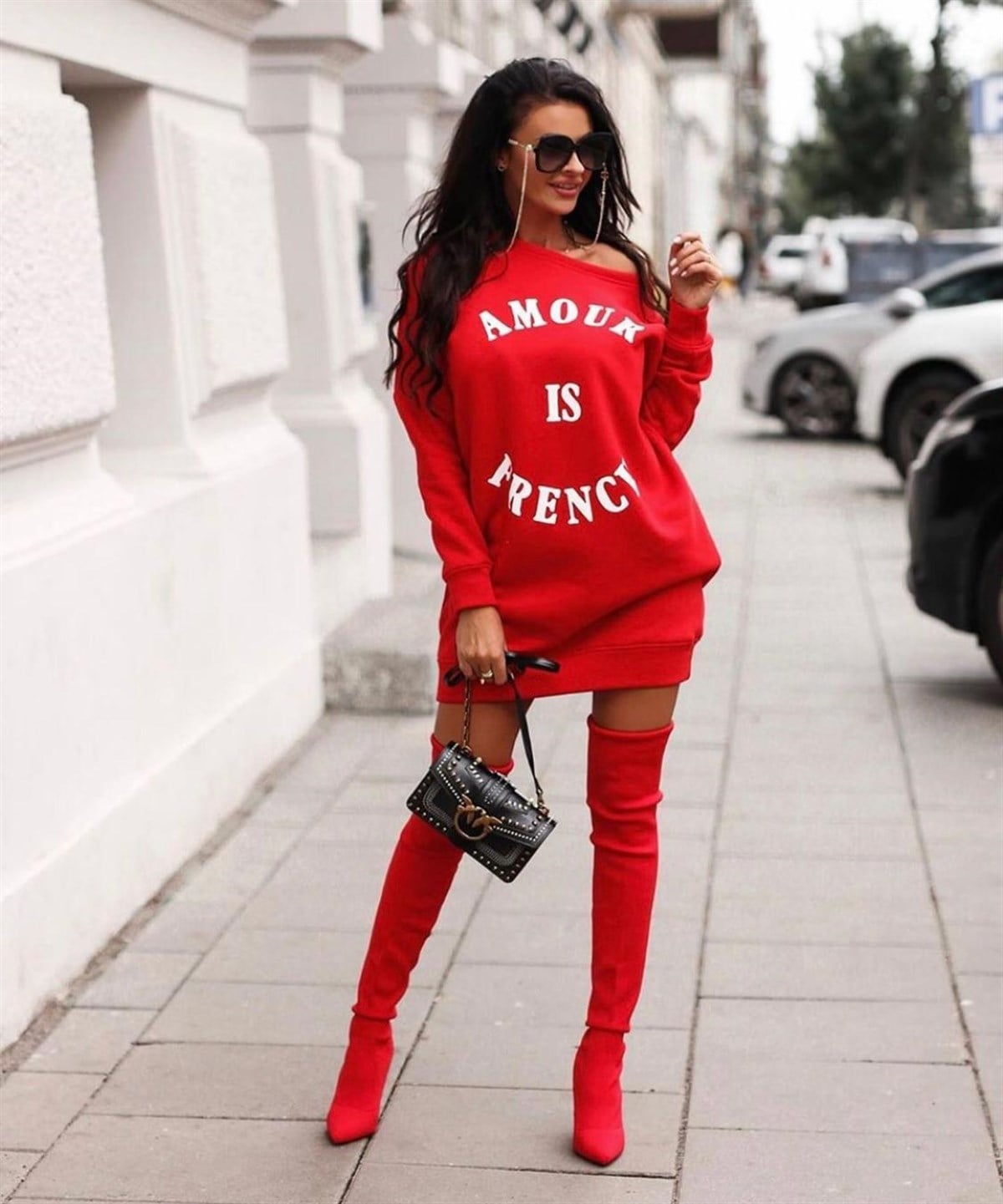 ÜÇİPLİK ESNEK KUMAŞ UZUN KOLLU KIRMIZI SPOR ELBİSE WOMAN SPORTSWEAR RED TUNIC RED DRESS ZN-005