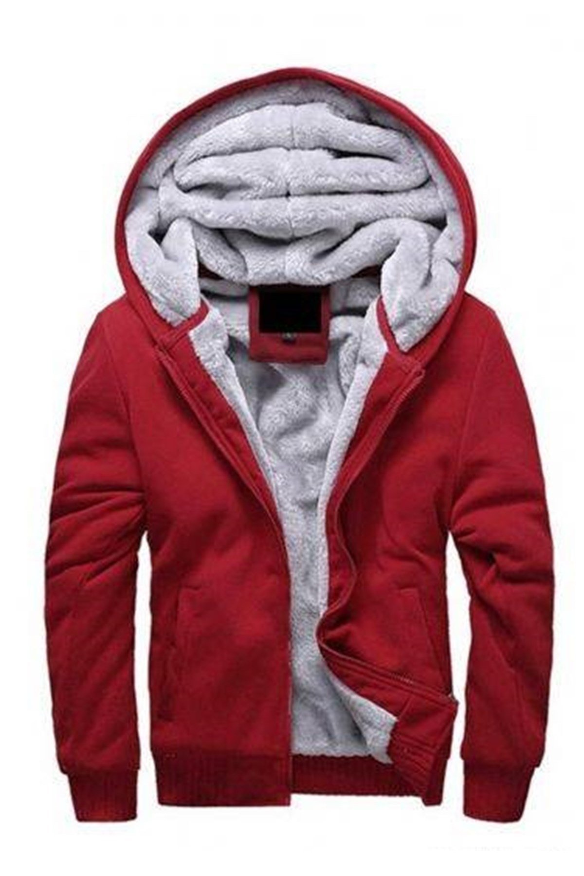 ÜÇİPLİK İÇİ PELUŞ KAPİŞONLU BORDO ERKEK MONT DMN-090-BORDO
