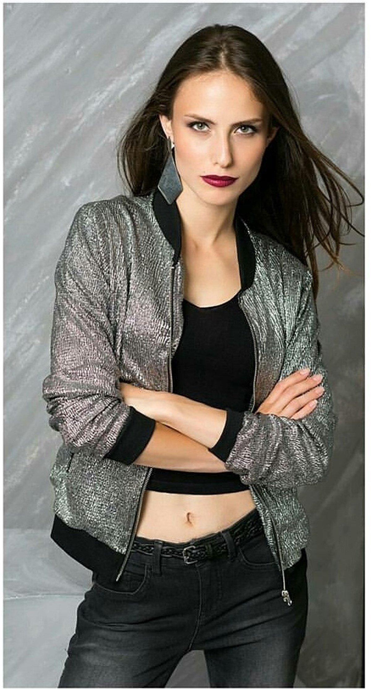 YALDIZLI KUMAŞ GÜMÜŞ CEKET ESQ-003