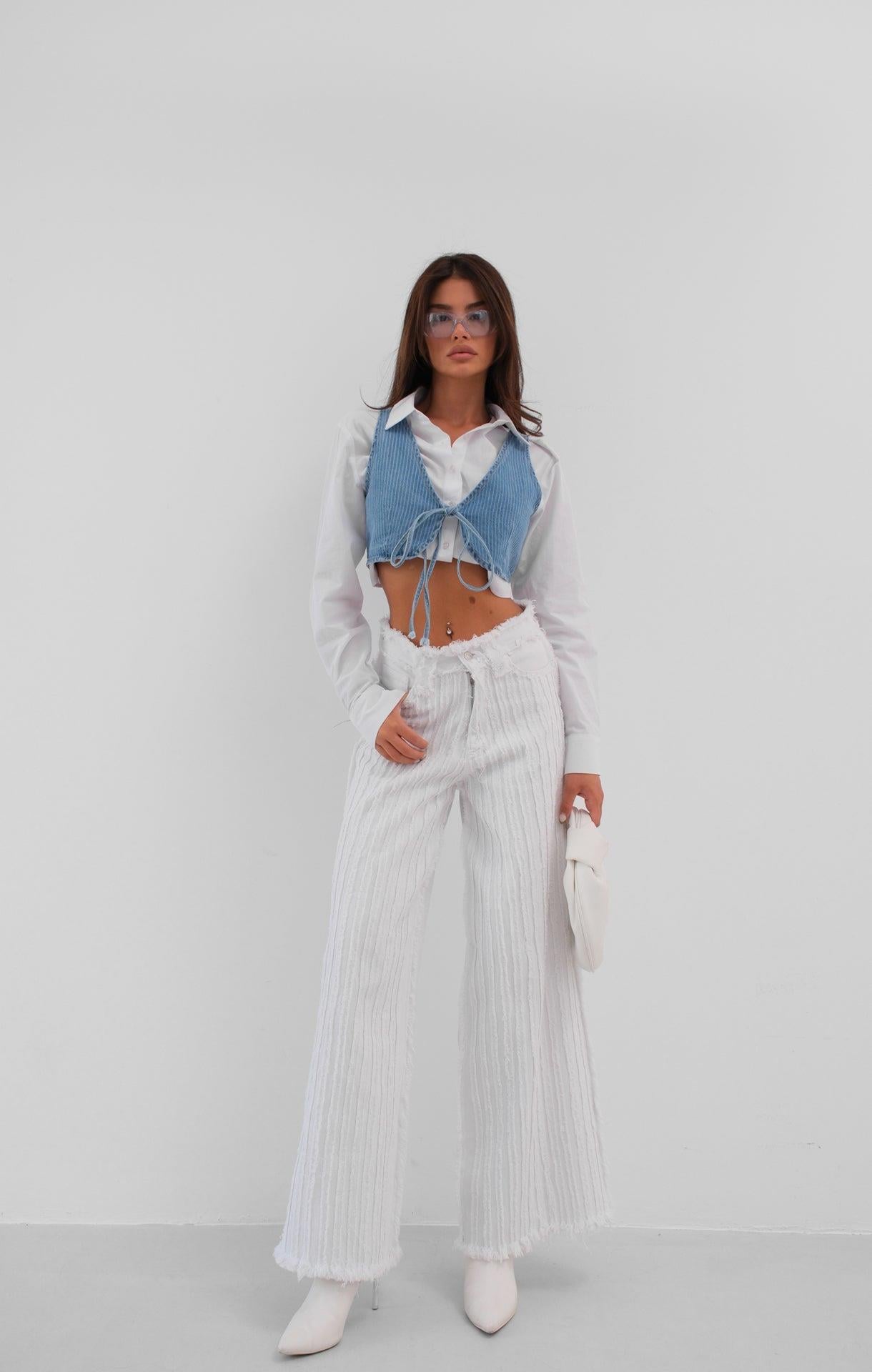 Yelek Form Denim Mavi Bra