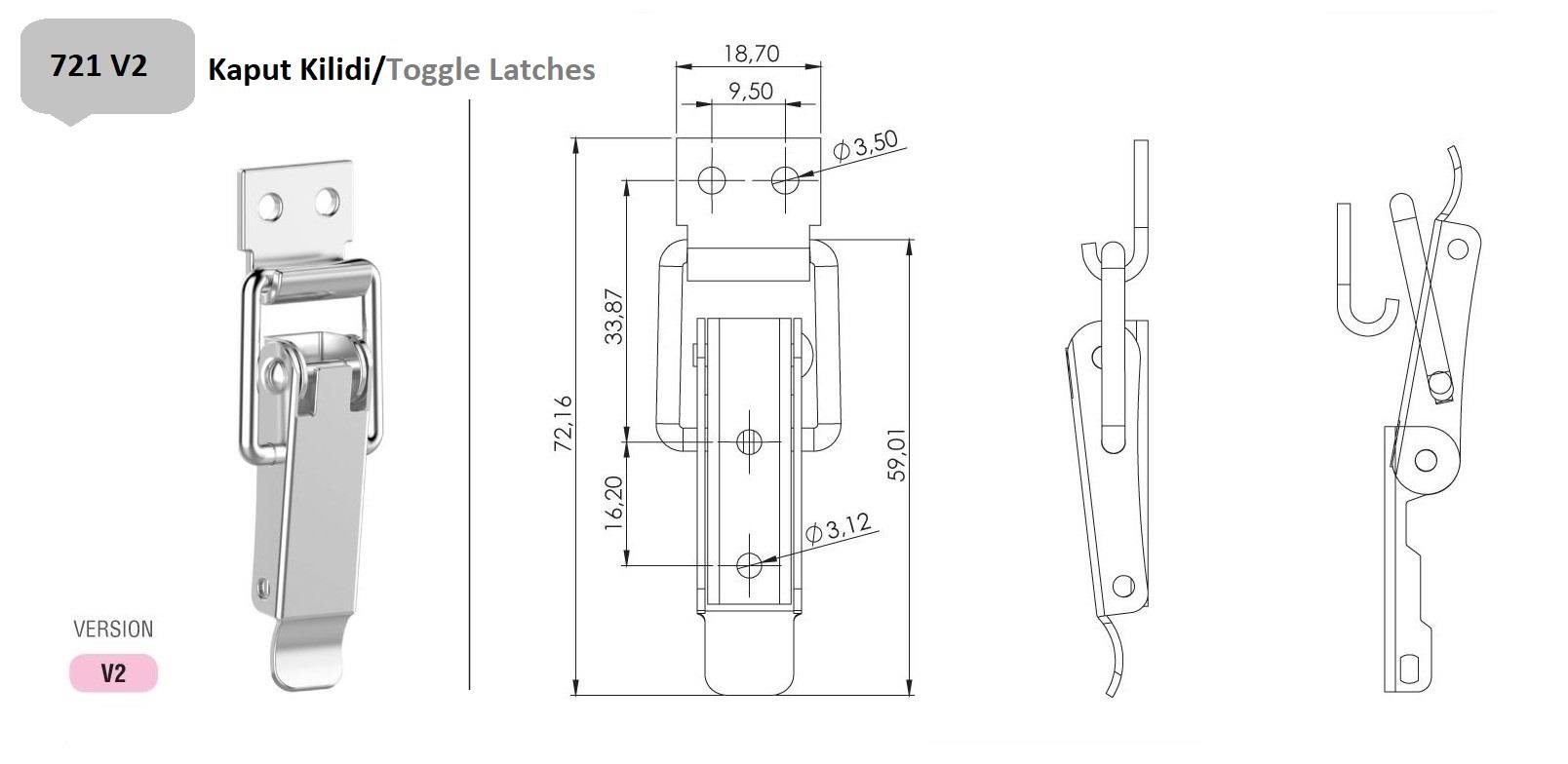 721.V2 - Kaput Kilidi Küçük - OSKAR - Kilit - Kaput Kilidi