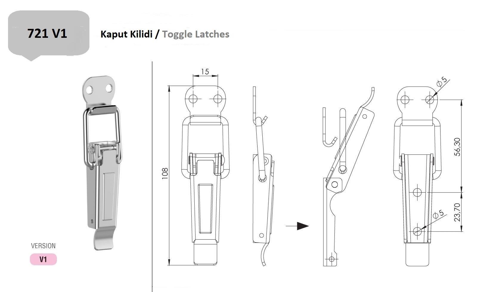 721.V1 - Kaput Kilidi Büyük - OSKAR - Kilit - Kaput Kilidi