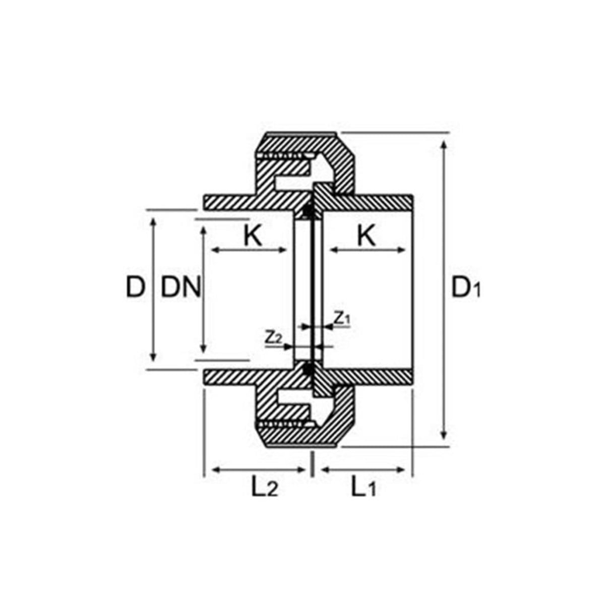 UH-PVC ÇİFT TARAF İÇTEN DİŞLİ RAKOR SDR11/PN16 (SU İÇİN)