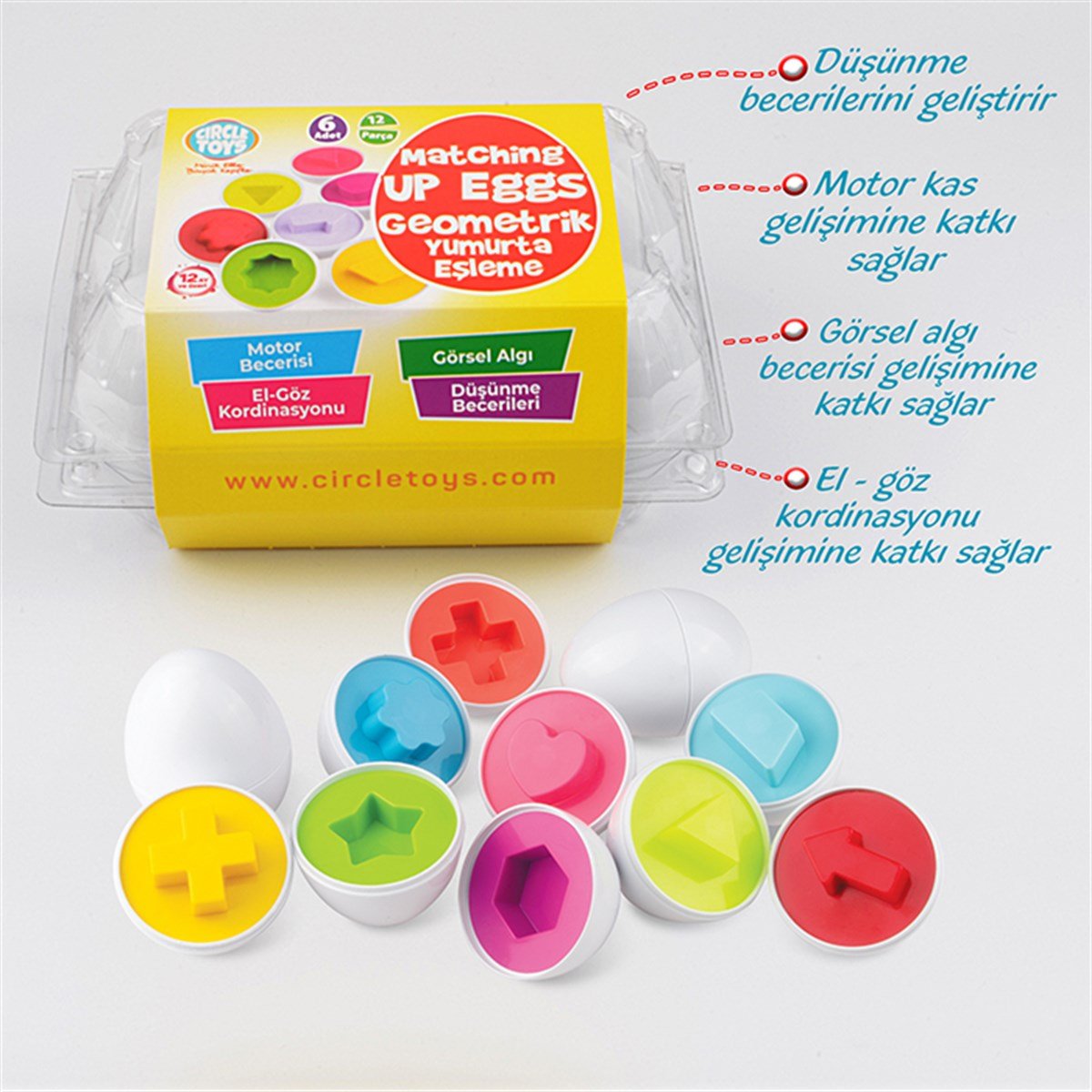 Circle Toys - Geometrik Yumurta Eşleme 6 Adet