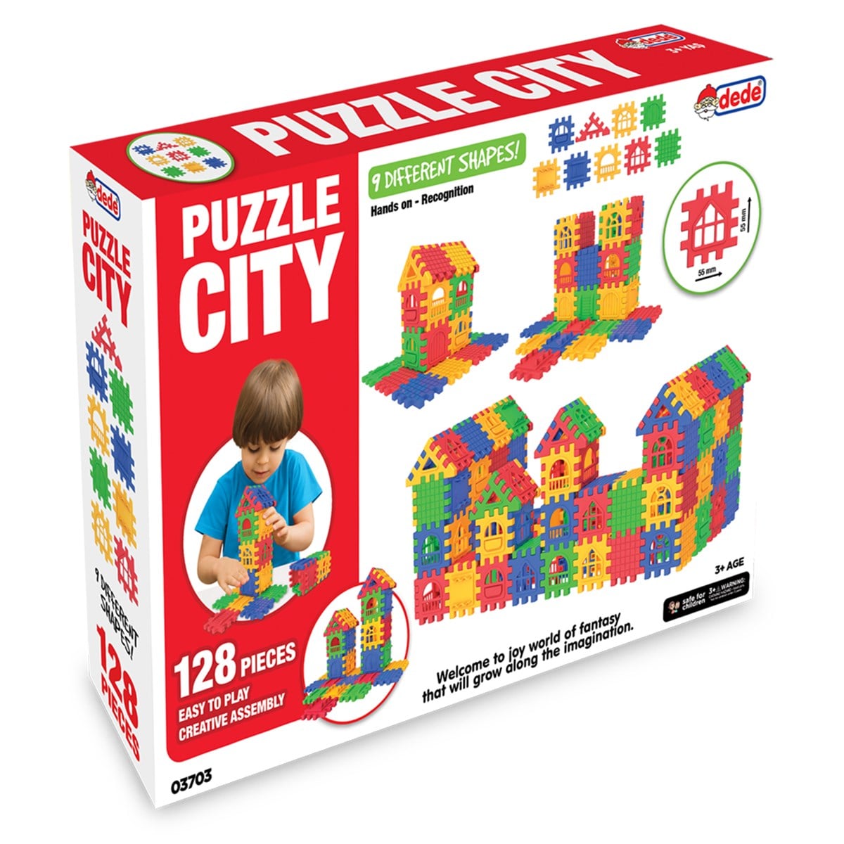 Dede - Puzzle City 3D Yapı ve Tasarım Blokları -128 Parça