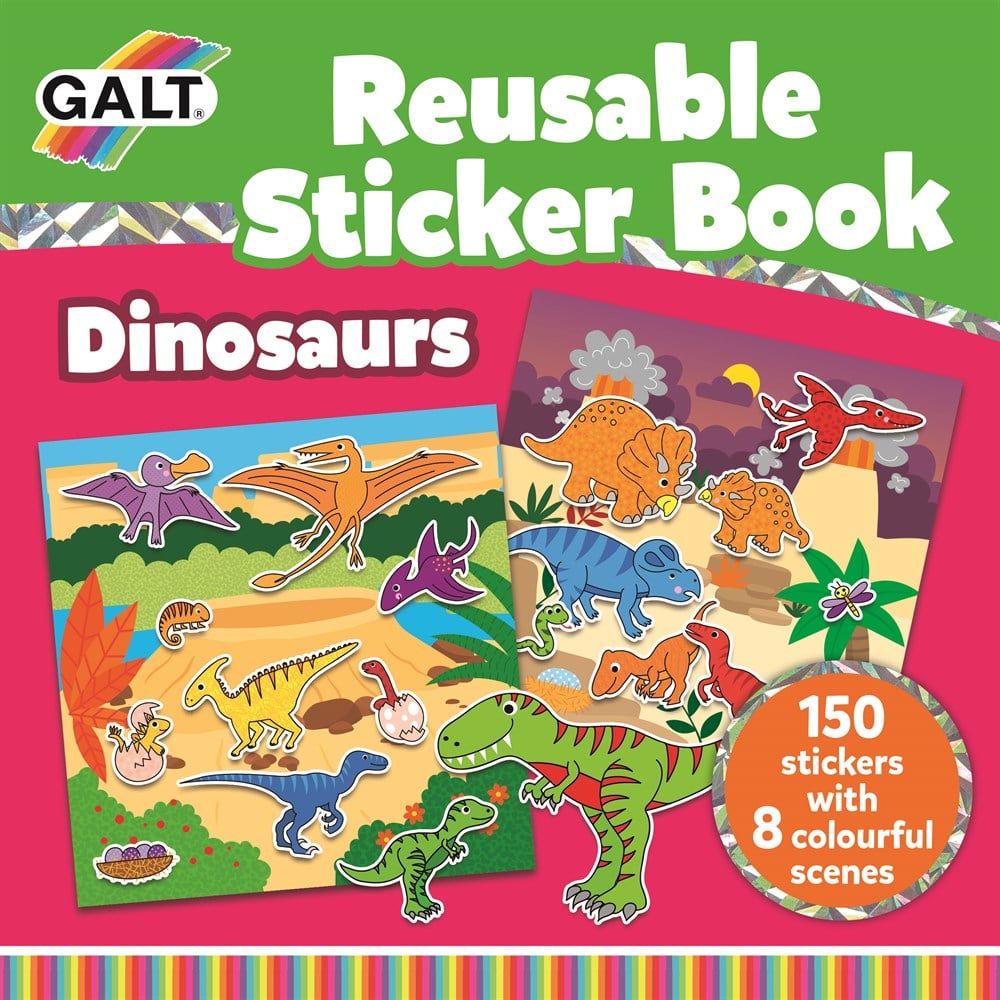GALT YENİDEN KULLANILABİLİR ÇIKARTMA KİTABI - DİNOZOR (Reusable Sticker Book - Dinosaurs)