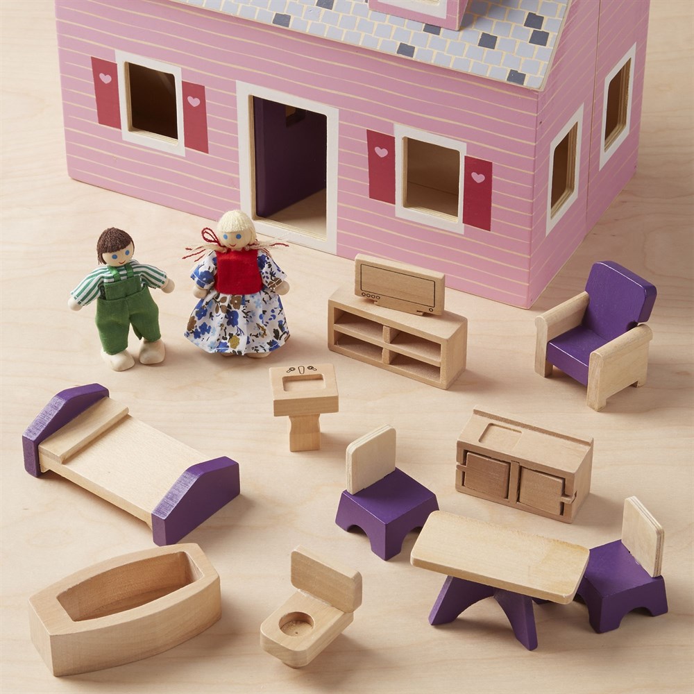 Melissa and Doug AHŞAP TAŞINABİLİR KÜÇÜK MOBİLYALI EV