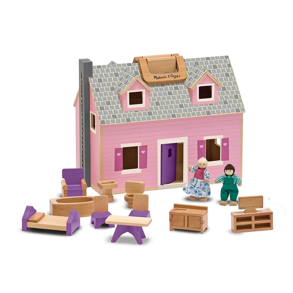 Melissa and Doug AHŞAP TAŞINABİLİR KÜÇÜK MOBİLYALI EV