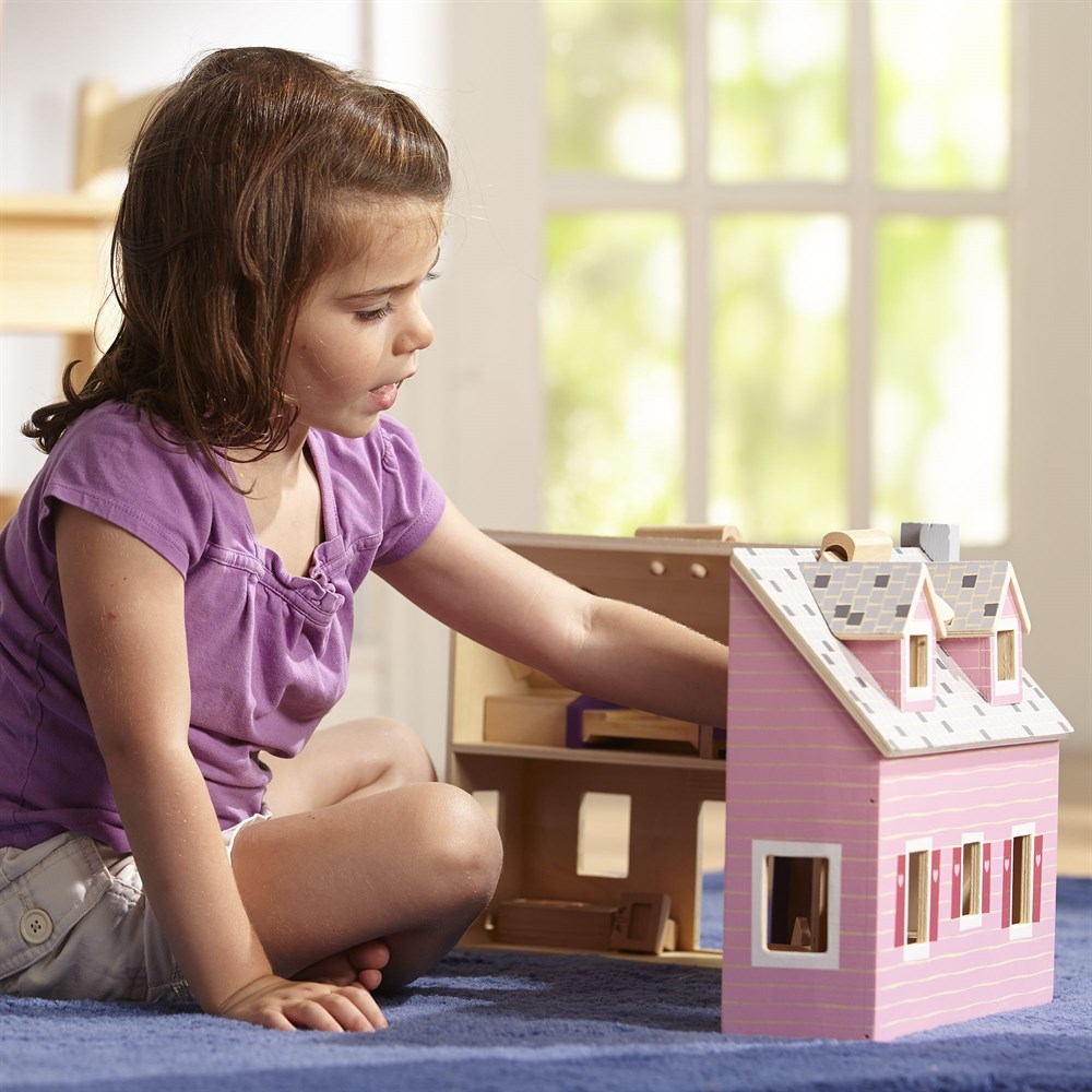 Melissa and Doug AHŞAP TAŞINABİLİR KÜÇÜK MOBİLYALI EV