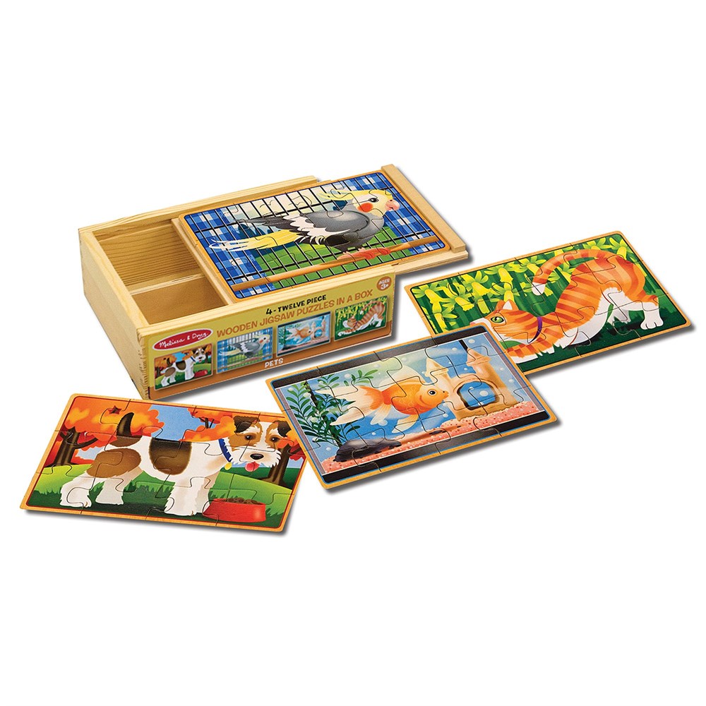 Melissa and Doug AHŞAP12x4 YAPBOZ SETİ - EVCİL HAYVANLAR