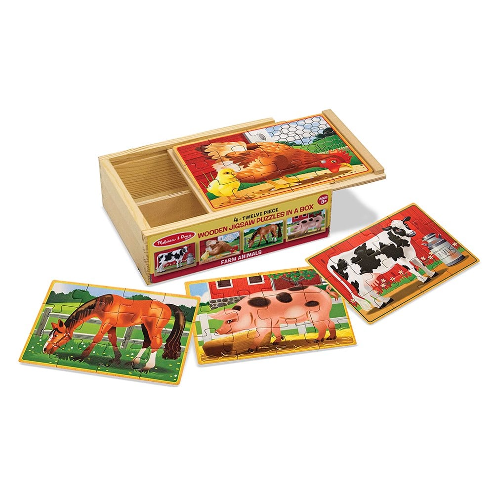 Melissa and Doug AHŞAP12x4 YAPBOZ SETİ - ÇİFTLİK HAYVANLARI
